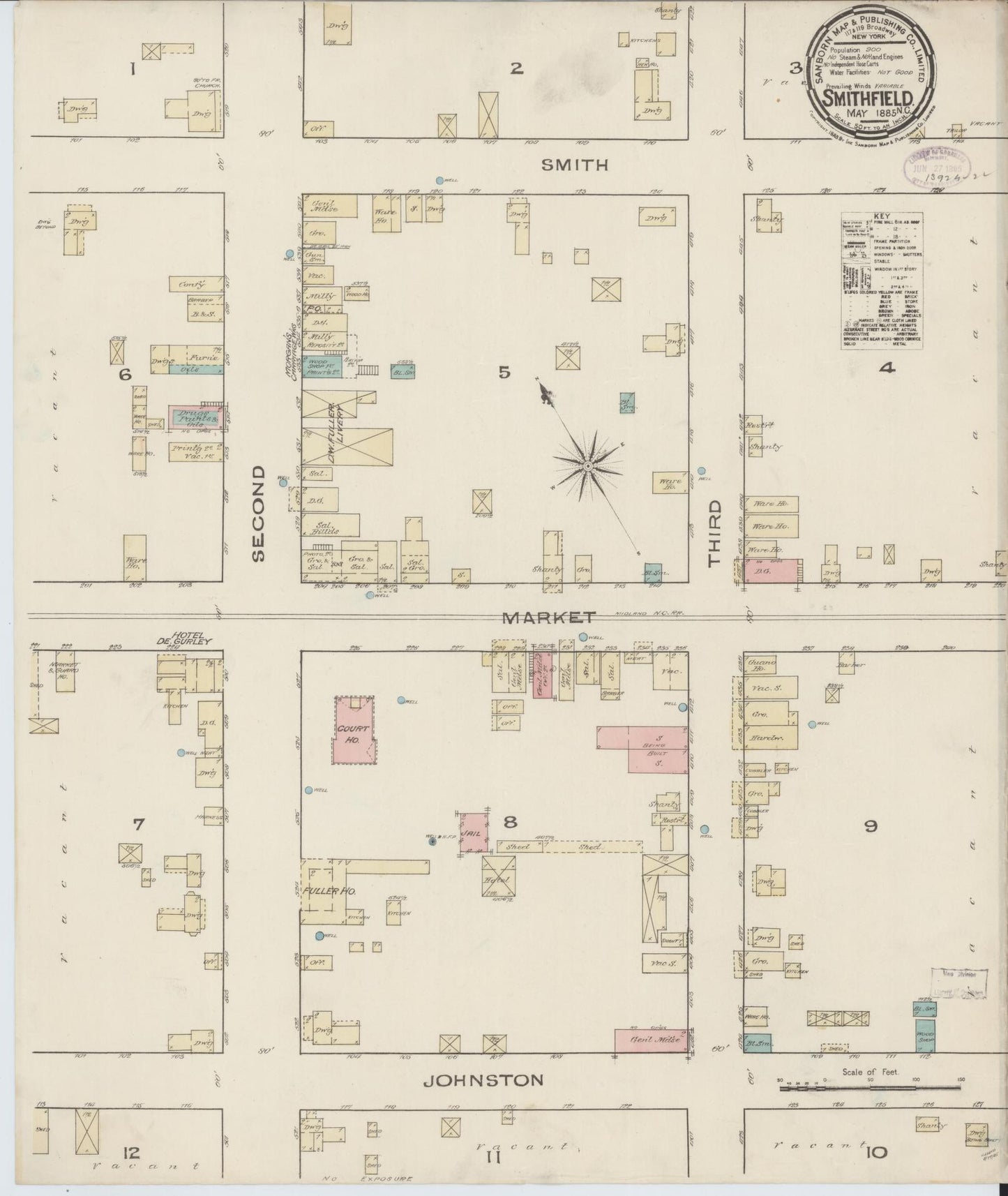 Sanborn Fire Insurance Map from Smithfield, Johnston County, North Carolina. (1885) – Historic Sanborn Fire Insurance Map Print
