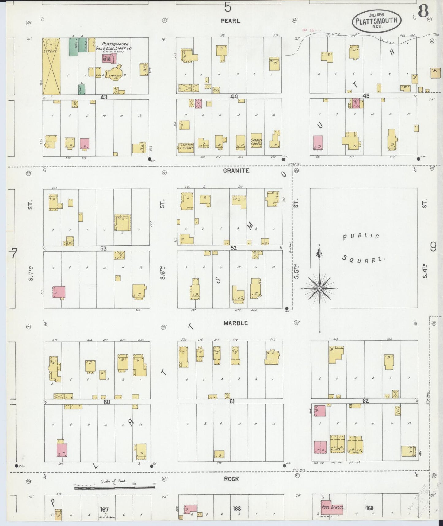 Sanborn Fire Insurance Map from Plattsmouth, Cass County, Nebraska (1899), Sheet #0008 - Historic Sanborn Fire Insurance Map Print, vintage old map wall art, antique decor, genealogy gift, Nebraska Nebraska map