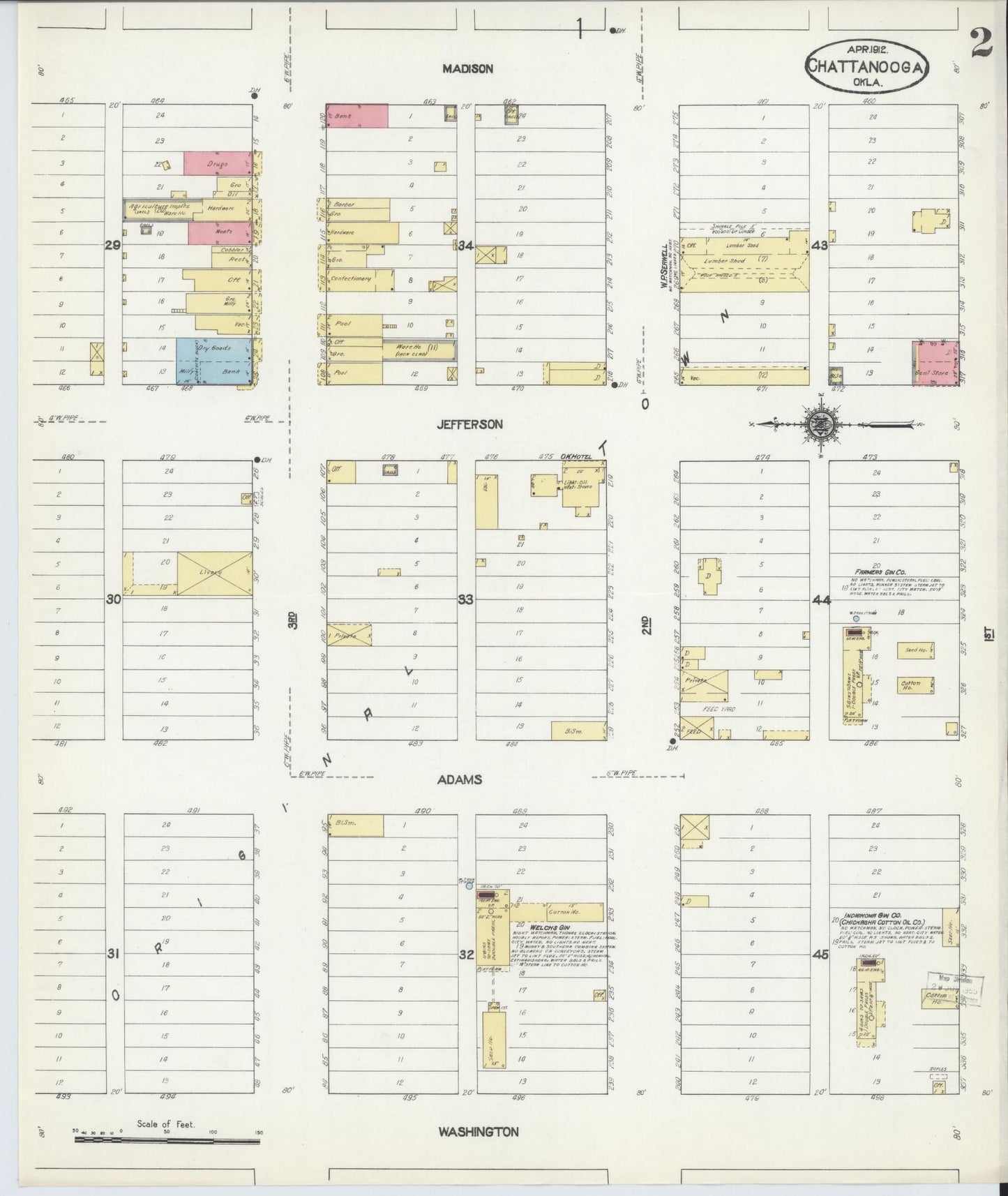 Sanborn Fire Insurance Map from Chattanooga, Comanche County, Oklahoma (1912), Sheet #0002 - Complete Map Set gallery image, historic Sanborn map, vintage wall art, Oklahoma Oklahoma