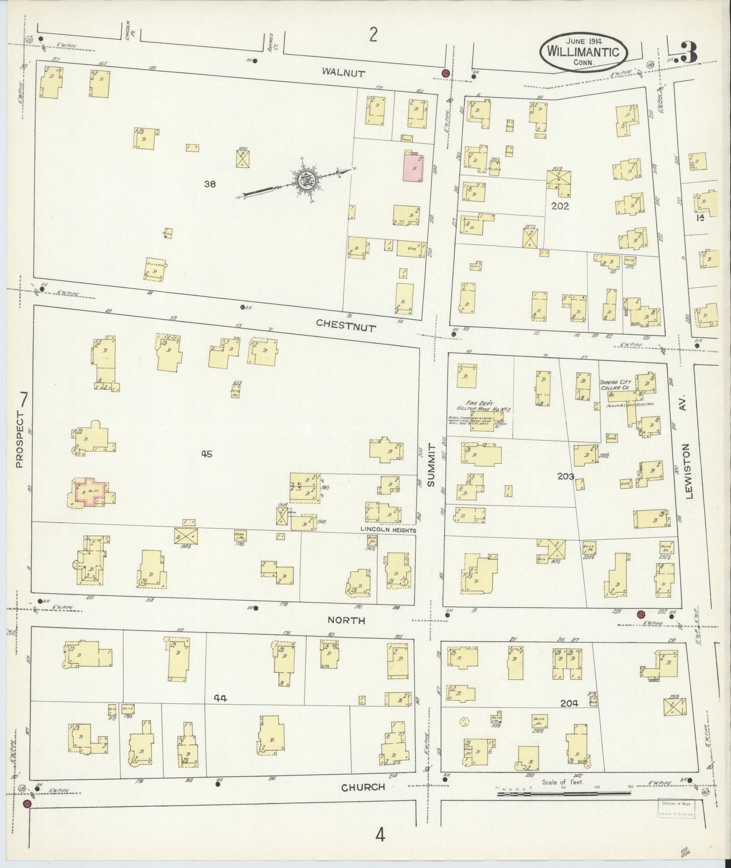 Sanborn Fire Insurance Map from Willimantic, Windham County, Connecticut (1914), Sheet #0003 - Historic Sanborn Fire Insurance Map Print, vintage old map wall art, antique decor, genealogy gift, Connecticut Connecticut map