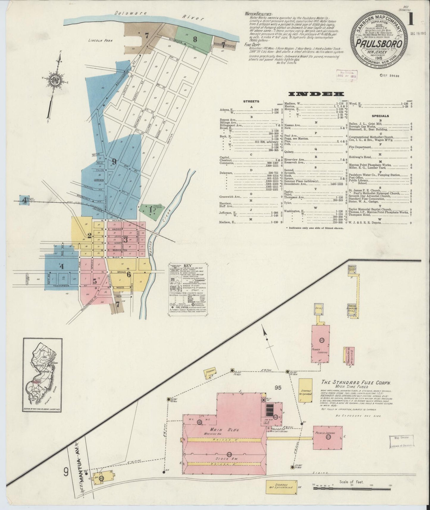 Sanborn Fire Insurance Map from Paulsboro, Gloucester County, New Jersey. (1915) – Historic Sanborn Fire Insurance Map Print