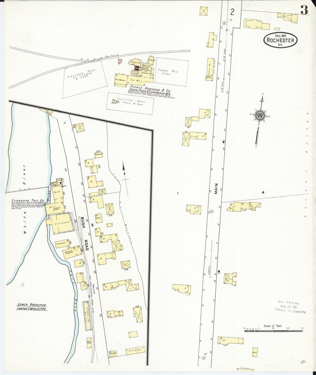 Sanborn Fire Insurance Map from Rochester, Windsor County, Vermont (1910), Sheet #0003 - Complete Map Set gallery image, historic Sanborn map, vintage wall art, Vermont Vermont