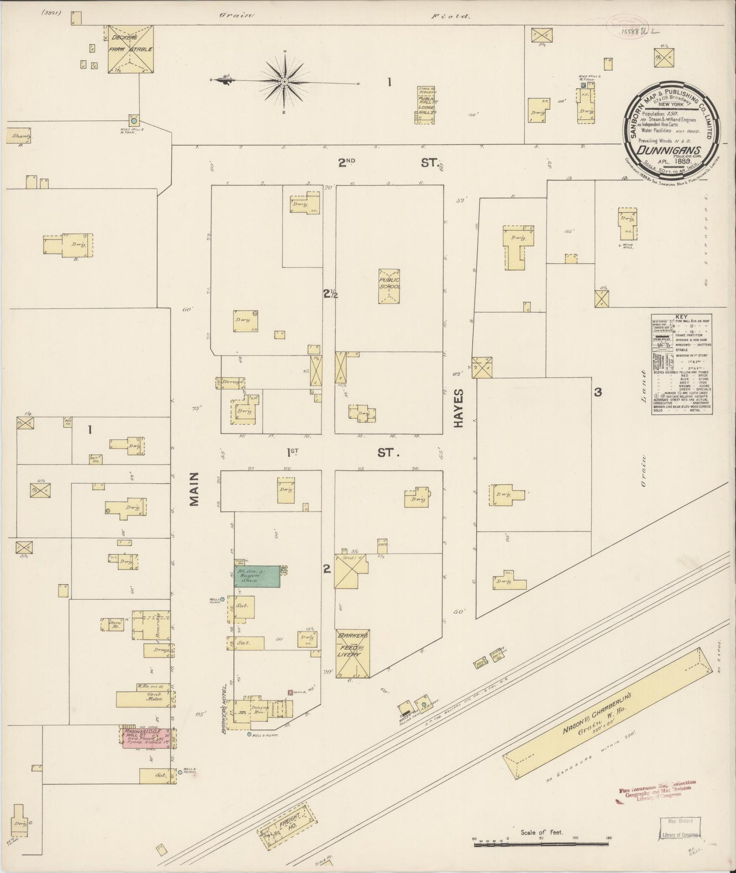 Sanborn Fire Insurance Map from Dunnigan, Yolo County, California. (1889) – Historic Sanborn Fire Insurance Map Print