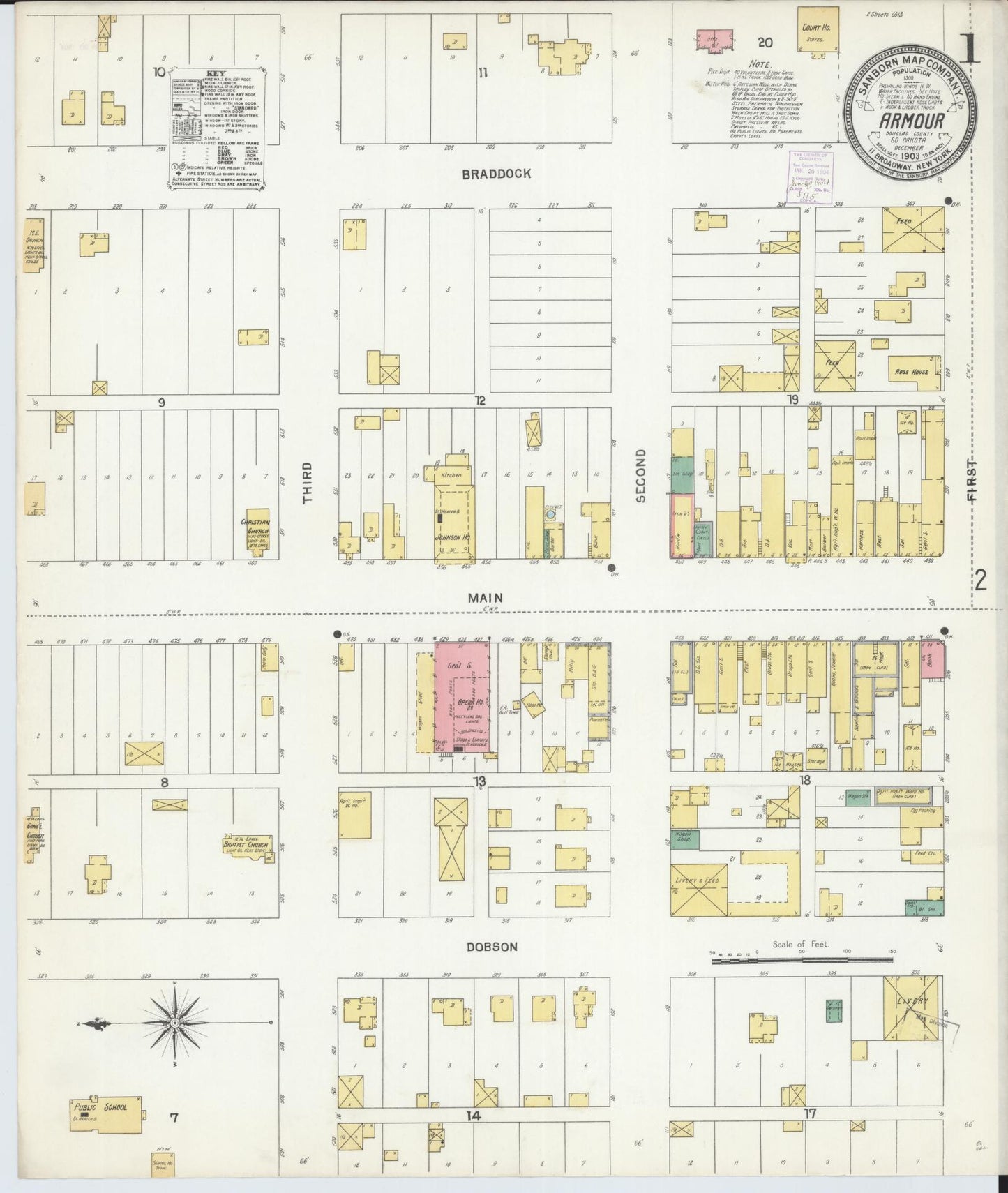 Sanborn Fire Insurance Map from Armour, Douglas County, South Dakota (1903), Sheet #0001 - Historic Sanborn Fire Insurance Map Print, vintage old map wall art, antique decor, genealogy gift, South Dakota South Dakota map