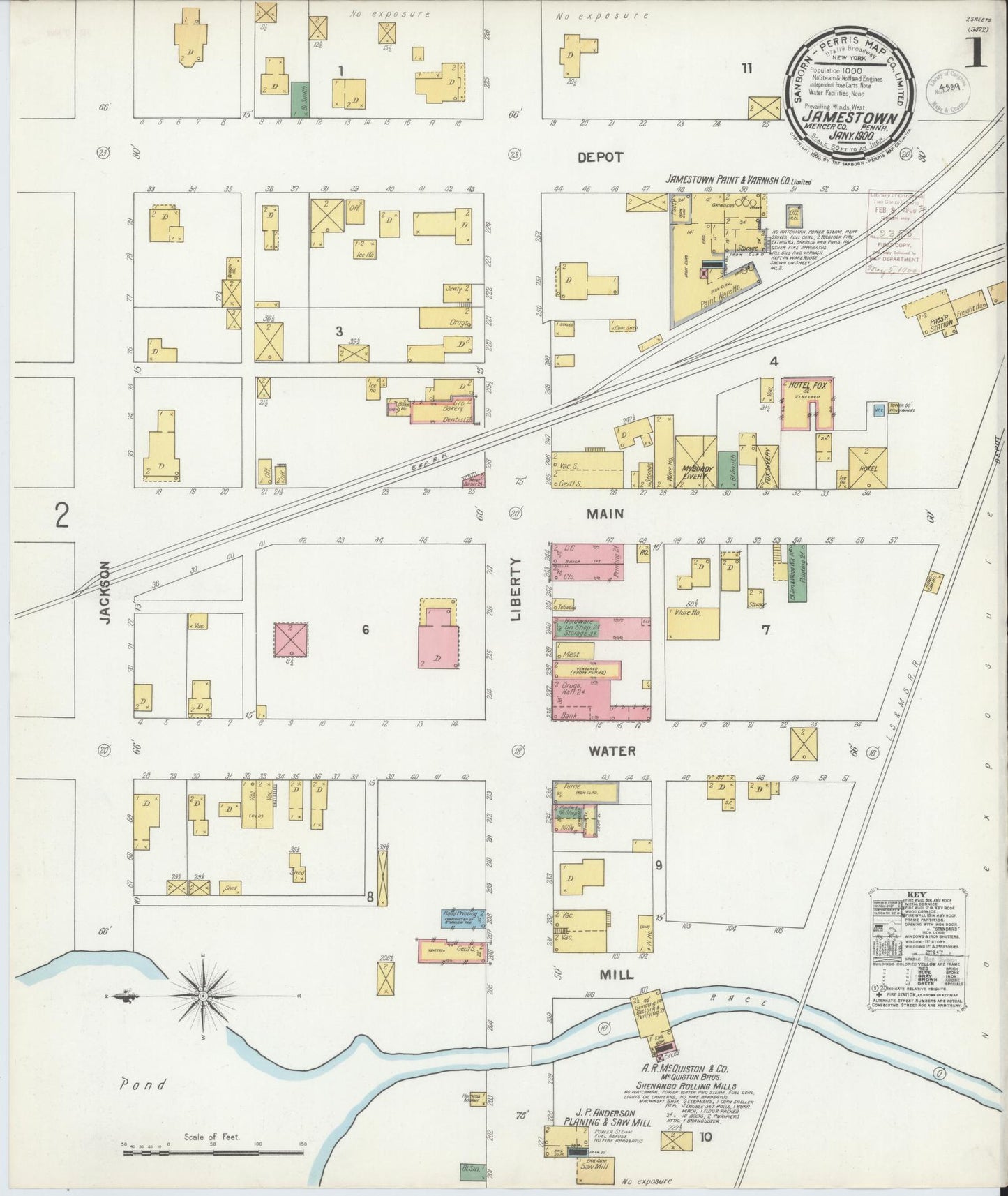 Sanborn Fire Insurance Map from Jamestown, Mercer County, Pennsylvania. (1900) – Historic Sanborn Fire Insurance Map Print