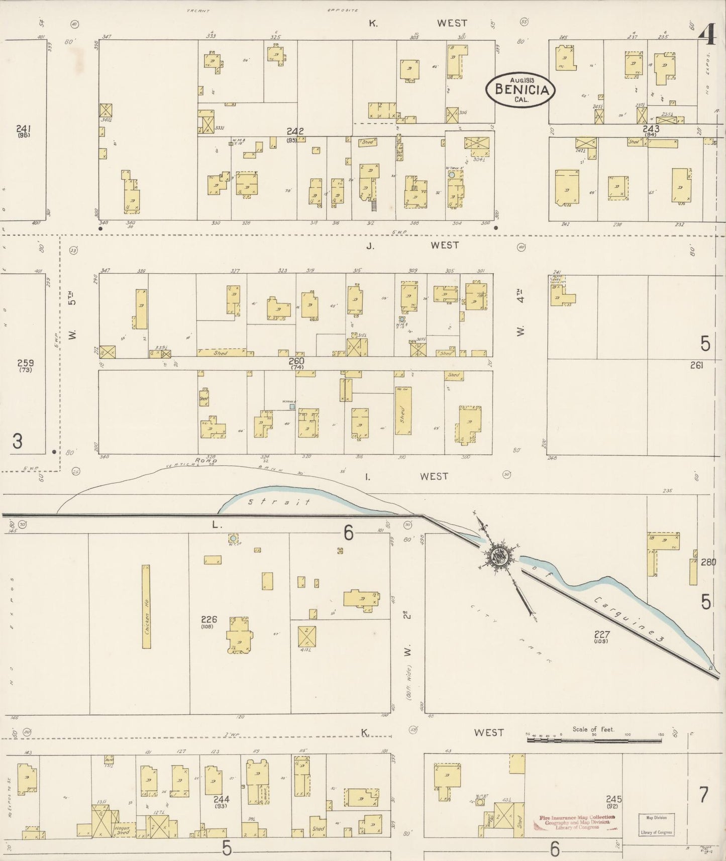 Sanborn Fire Insurance Map from Benicia, Solano County, California (1913), Sheet #0004 - Historic Sanborn Fire Insurance Map Print, vintage old map wall art, antique decor, genealogy gift, California California map