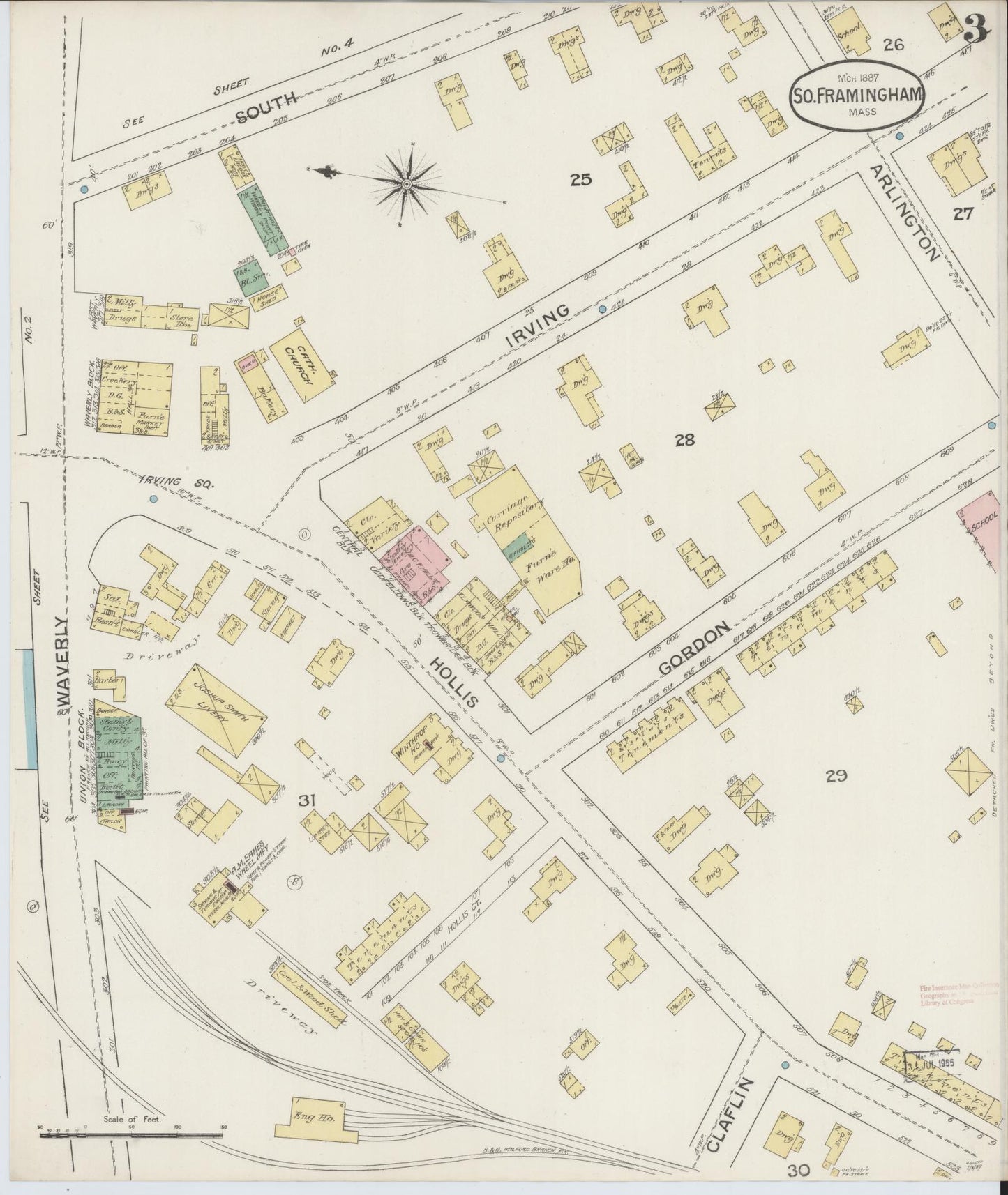Sanborn Fire Insurance Map from South Farmington, Middlesex County, Massachusetts (1887), Sheet #0003 - Historic Sanborn Fire Insurance Map Print, vintage old map wall art, antique decor, genealogy gift, Massachusetts Massachusetts map