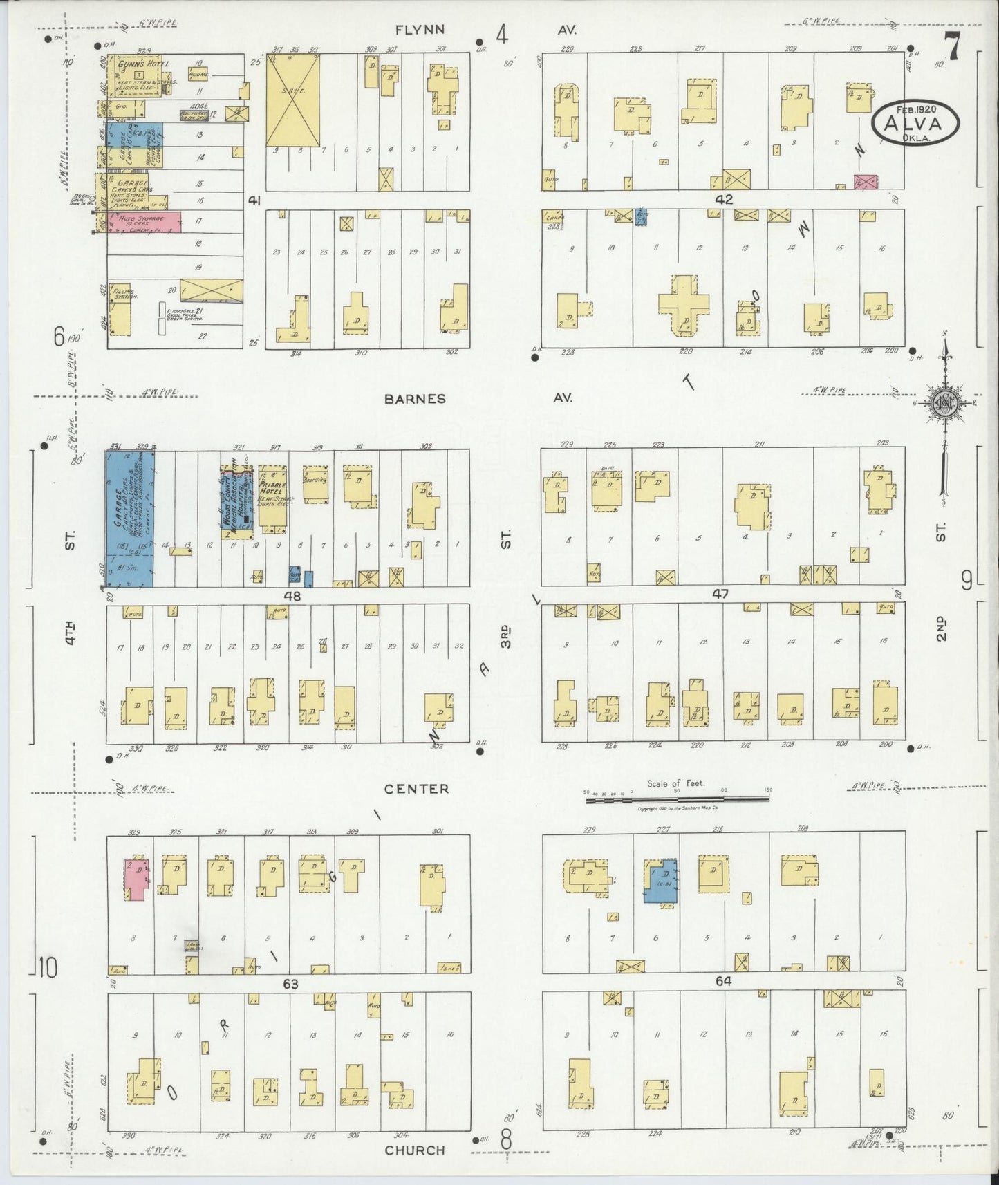 Sanborn Fire Insurance Map from Alva, Woods County, Oklahoma (1920), Sheet #0007 - Historic Sanborn Fire Insurance Map Print, vintage old map wall art, antique decor, genealogy gift, Oklahoma Oklahoma map