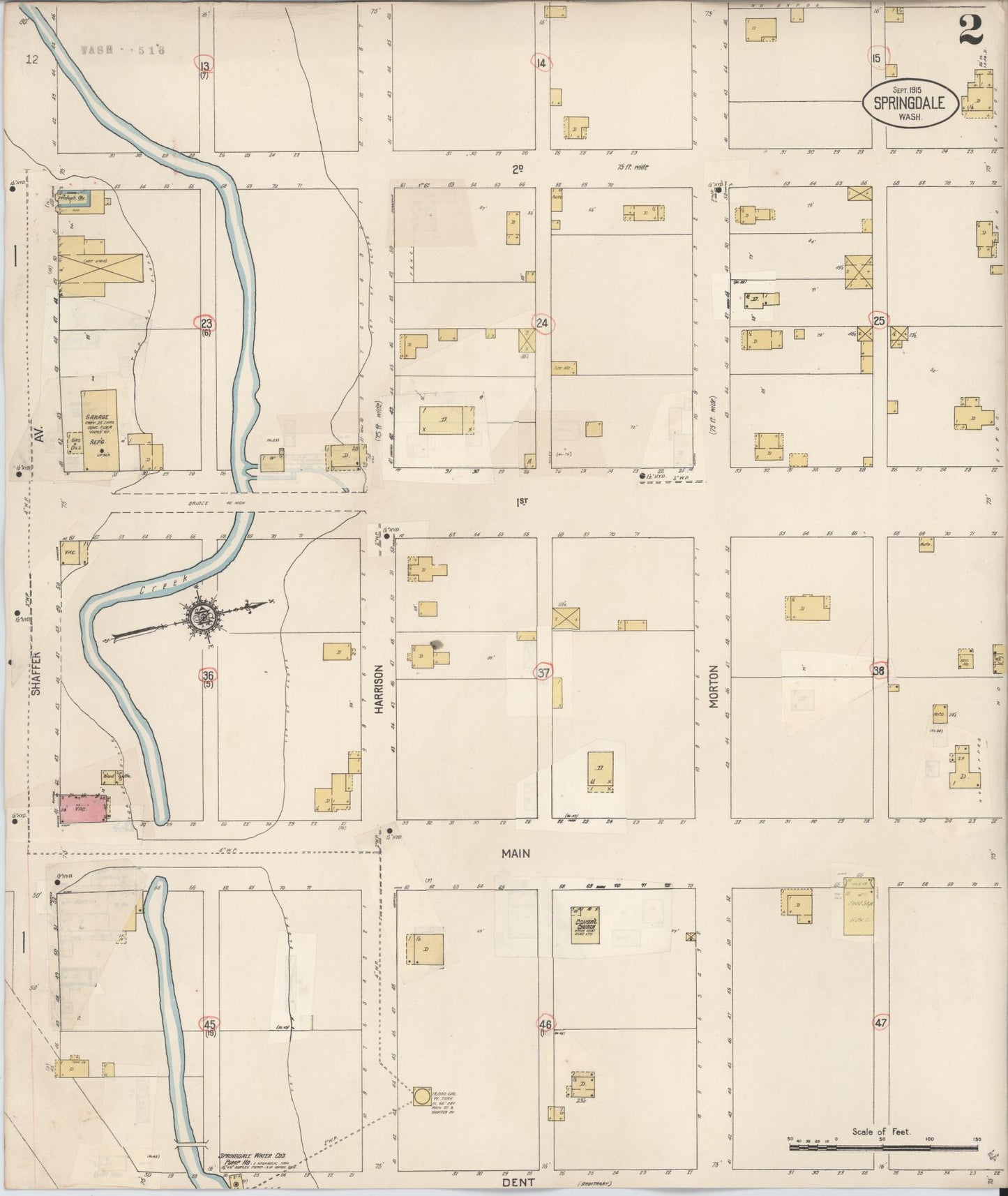 Sanborn Fire Insurance Map from Springdale, Stevens County, Washington (1932), Sheet #0002 - Historic Sanborn Fire Insurance Map Print, vintage old map wall art, antique decor, genealogy gift, Washington Washington map