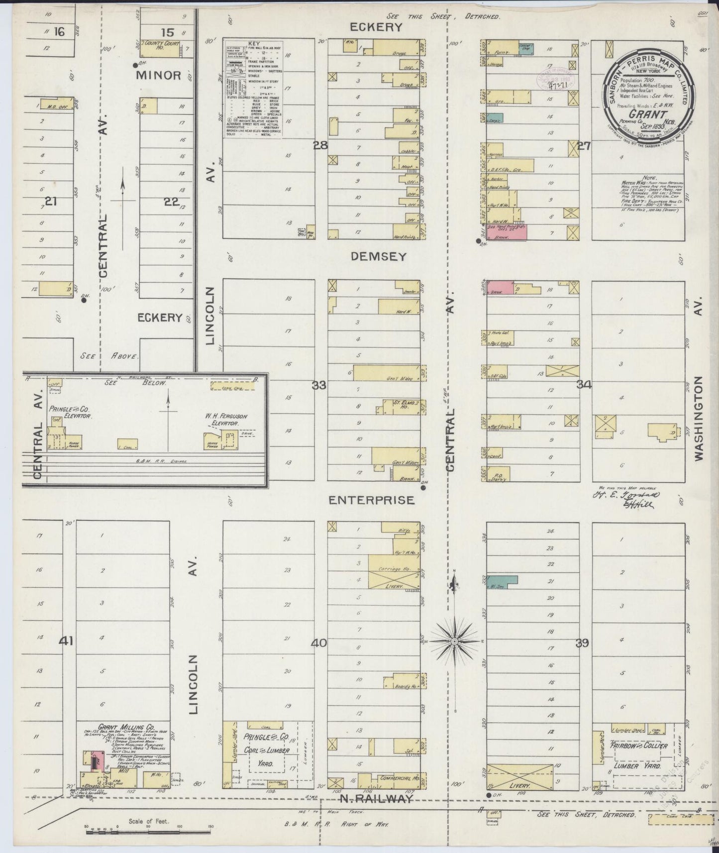Sanborn Fire Insurance Map from Grant, Perkins County, Nebraska (1893), Sheet #0001 - Historic Sanborn Fire Insurance Map Print, vintage old map wall art, antique decor, genealogy gift, Nebraska Nebraska map