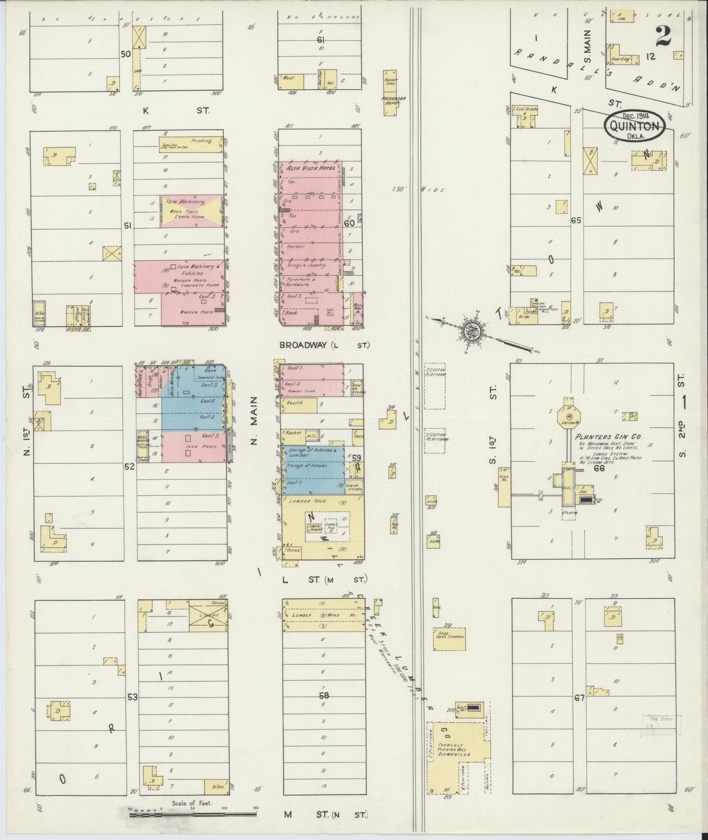 Sanborn Fire Insurance Map from Quinton, Pittsburg County, Oklahoma (1914), Sheet #0002 - Complete Map Set gallery image, historic Sanborn map, vintage wall art, Oklahoma Oklahoma