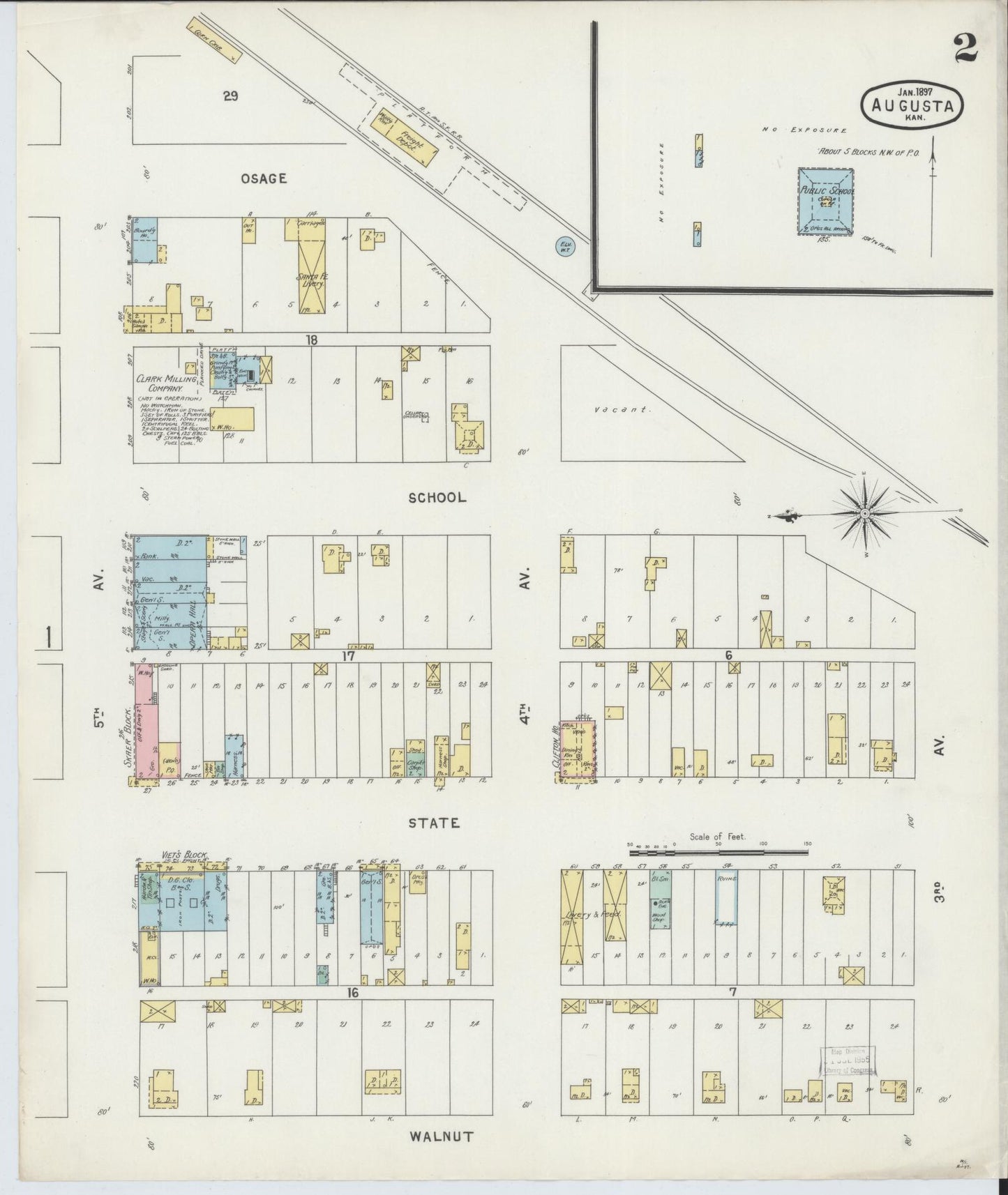 Sanborn Fire Insurance Map from Augusta, Butler County, Kansas (1897), Sheet #0002 - Complete Map Set gallery image, historic Sanborn map, vintage wall art, Kansas Kansas
