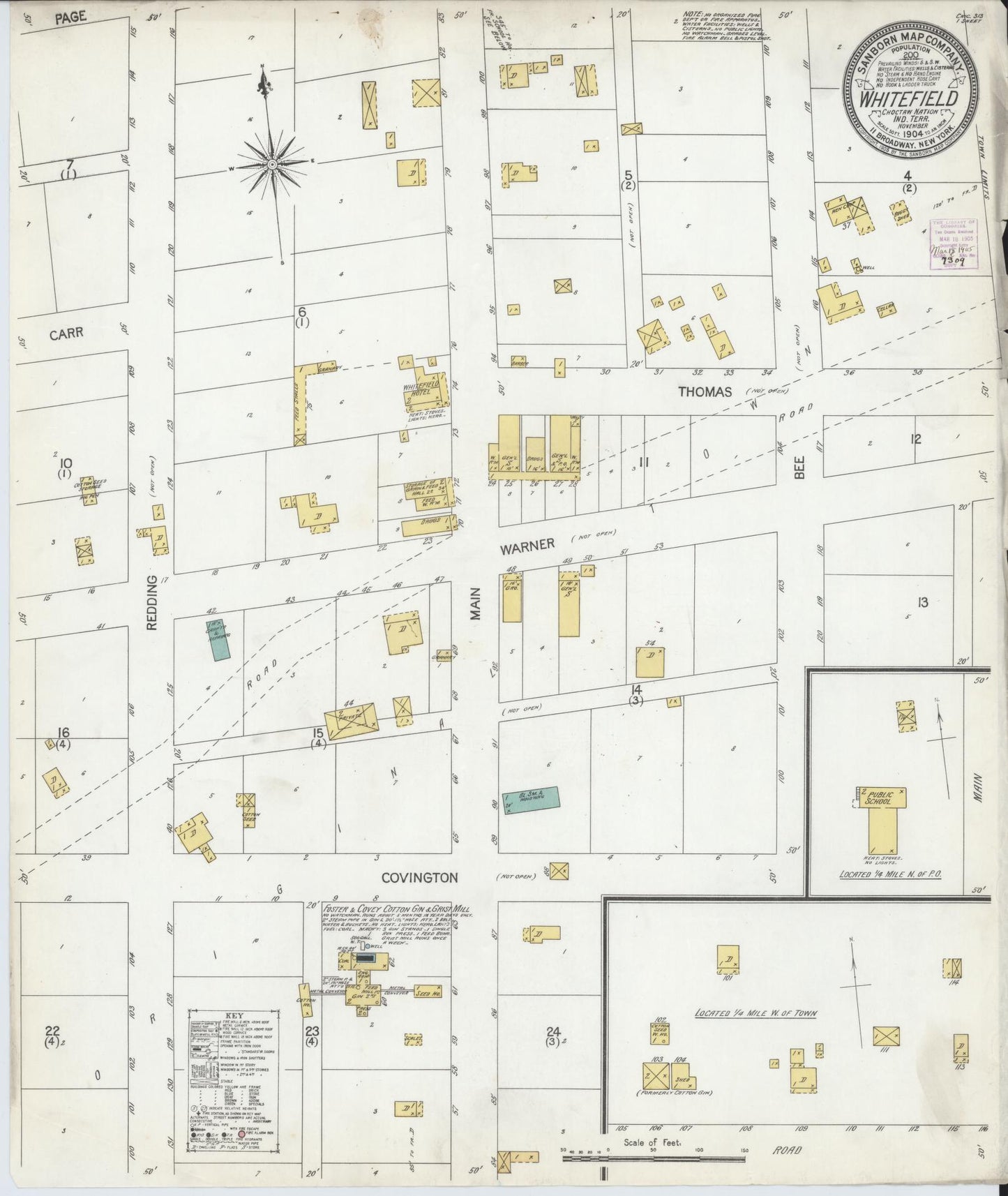 Sanborn Fire Insurance Map from Whitefield, Haskell County, Oklahoma (1904), Sheet #0001 - Historic Sanborn Fire Insurance Map Print, vintage old map wall art, antique decor, genealogy gift, Oklahoma Oklahoma map
