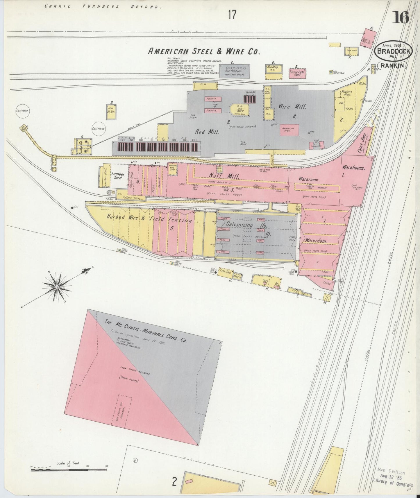 Sanborn Fire Insurance Map from Braddock, Allegheny County, Pennsylvania (1901), Sheet #0016 - Historic Sanborn Fire Insurance Map Print, vintage old map wall art, antique decor, genealogy gift, Pennsylvania Pennsylvania map