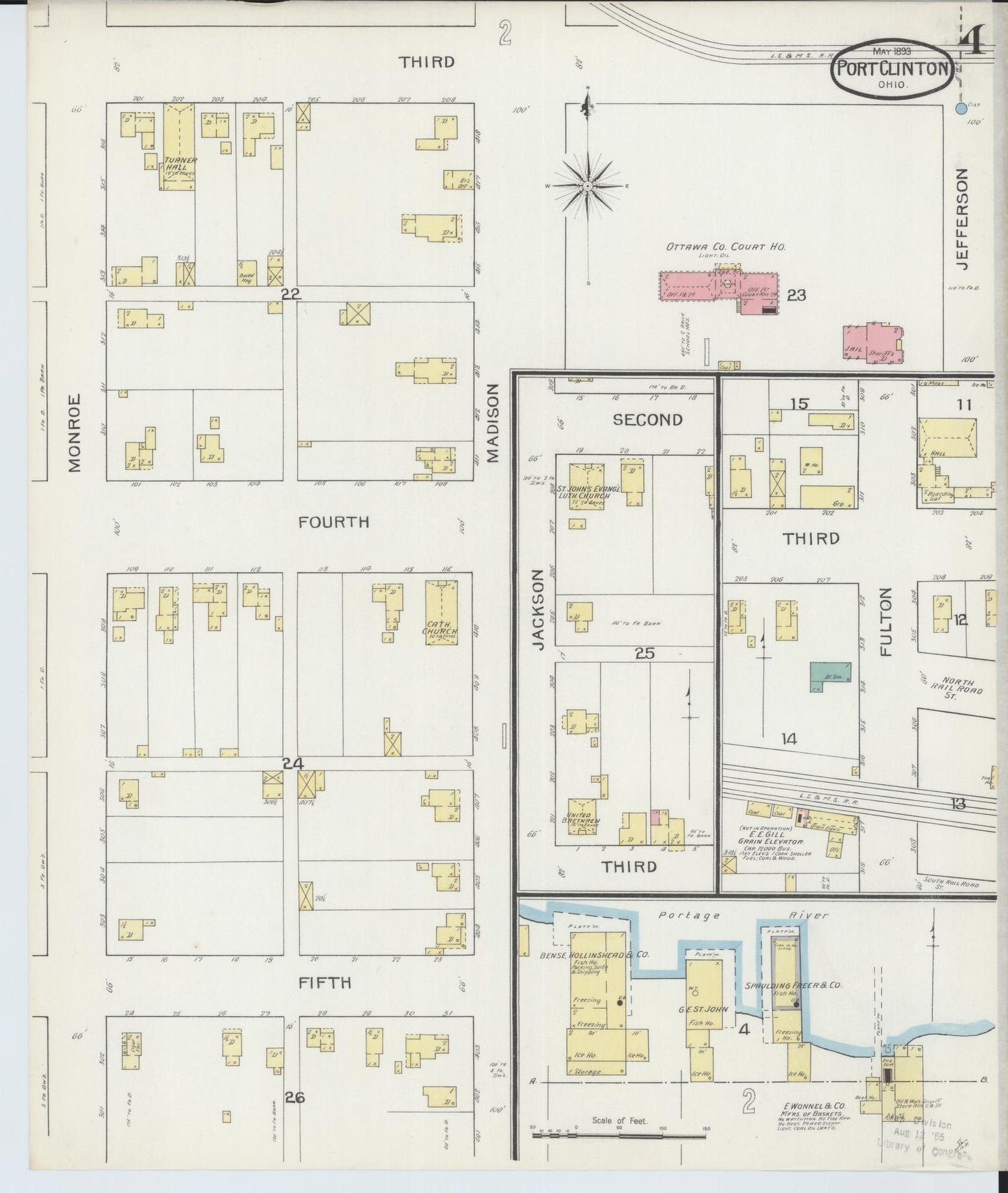 Sanborn Fire Insurance Map from Port Clinton, Ottawa County, Ohio (1893), Sheet #0004 - Complete Map Set gallery image, historic Sanborn map, vintage wall art, Ohio Ohio