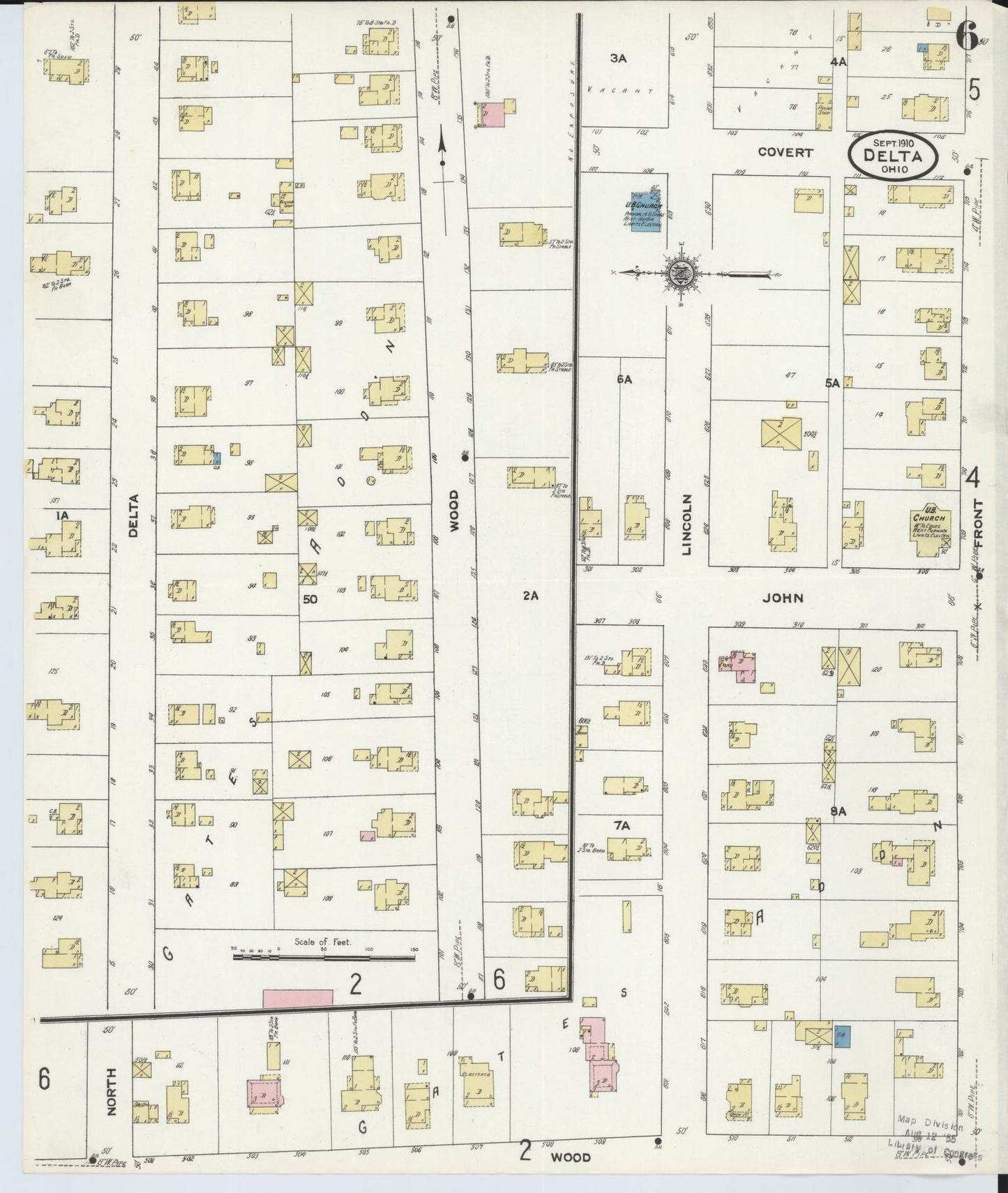 Sanborn Fire Insurance Map from Delta, Fulton County, Ohio (1905), Sheet #0010 - Complete Map Set gallery image, historic Sanborn map, vintage wall art, Ohio Ohio