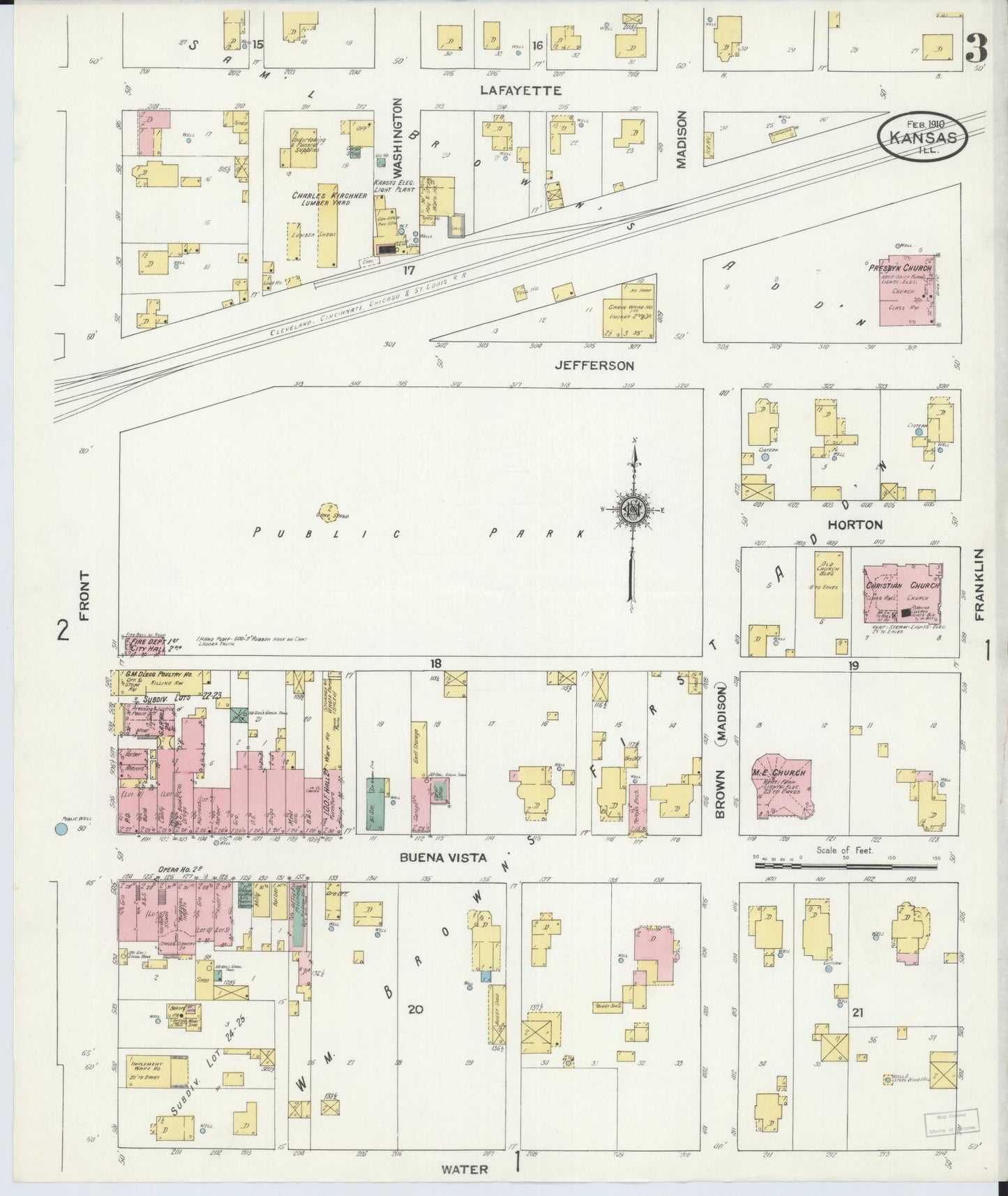 Sanborn Fire Insurance Map from Kansas, Edgar County, Illinois (1910), Sheet #0003 - Complete Map Set gallery image, historic Sanborn map, vintage wall art, Kansas Kansas