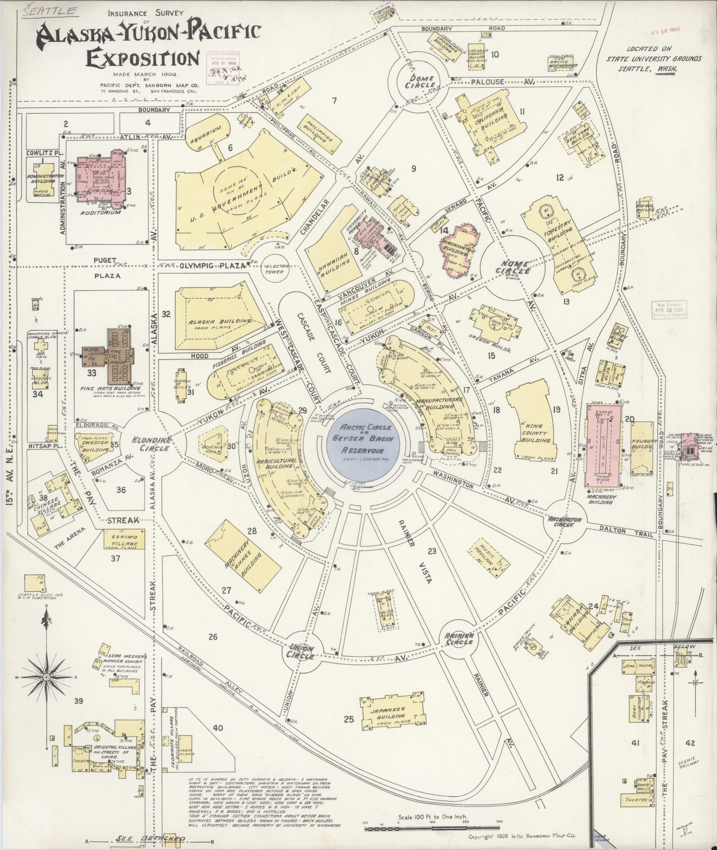 Sanborn Fire Insurance Map from Seattle, King County, Washington (1909), Sheet #0001 - Historic Sanborn Fire Insurance Map Print, vintage old map wall art, antique decor, genealogy gift, Washington Washington map