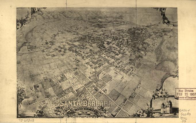 Santa Barbara, California 1896. (1896) – Historic Bird’s-Eye View Panorama Print