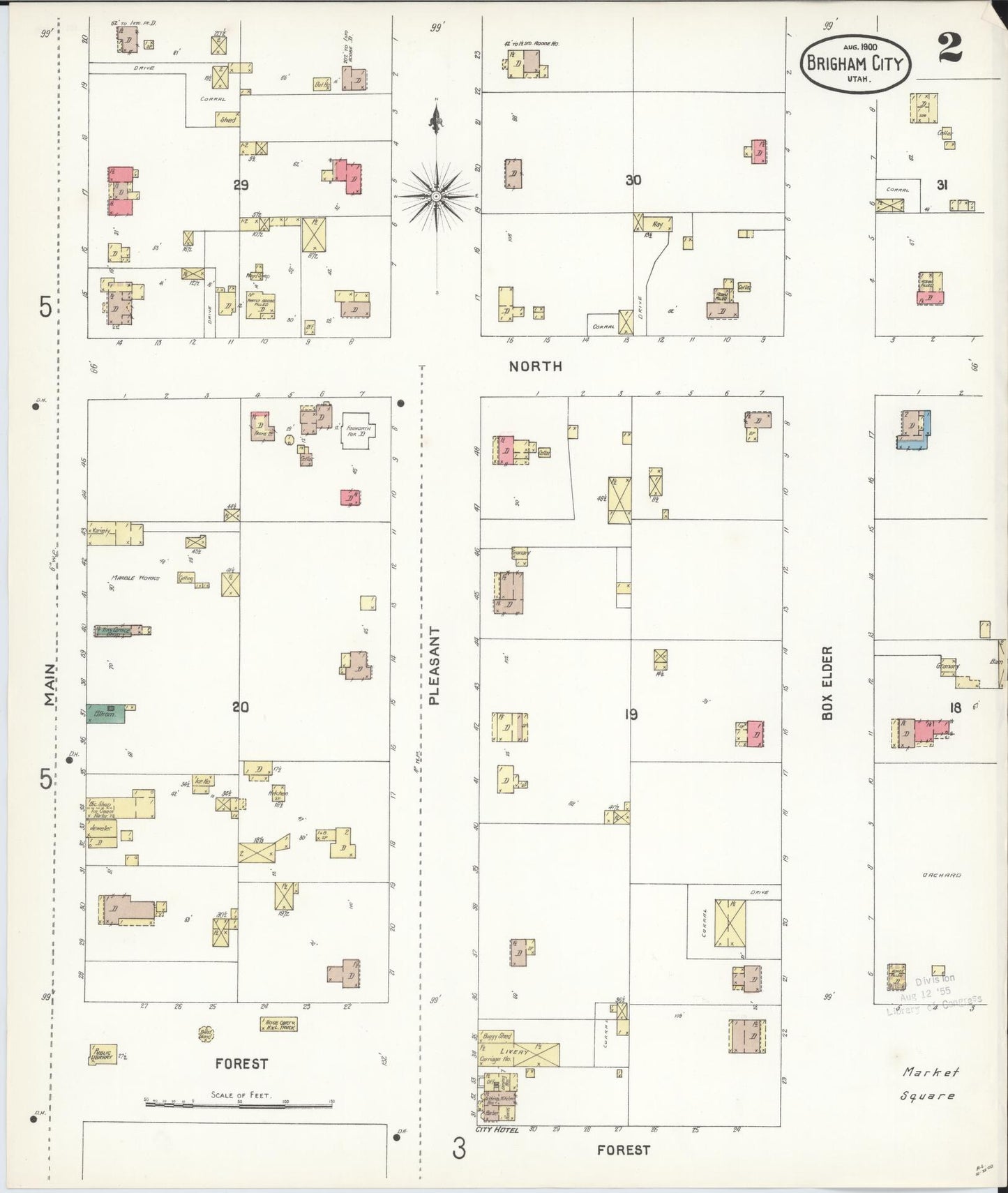 Sanborn Fire Insurance Map from Brigham City, Box Elder County, Utah (1900), Sheet #0002 - Historic Sanborn Fire Insurance Map Print, vintage old map wall art, antique decor, genealogy gift, Utah Utah map