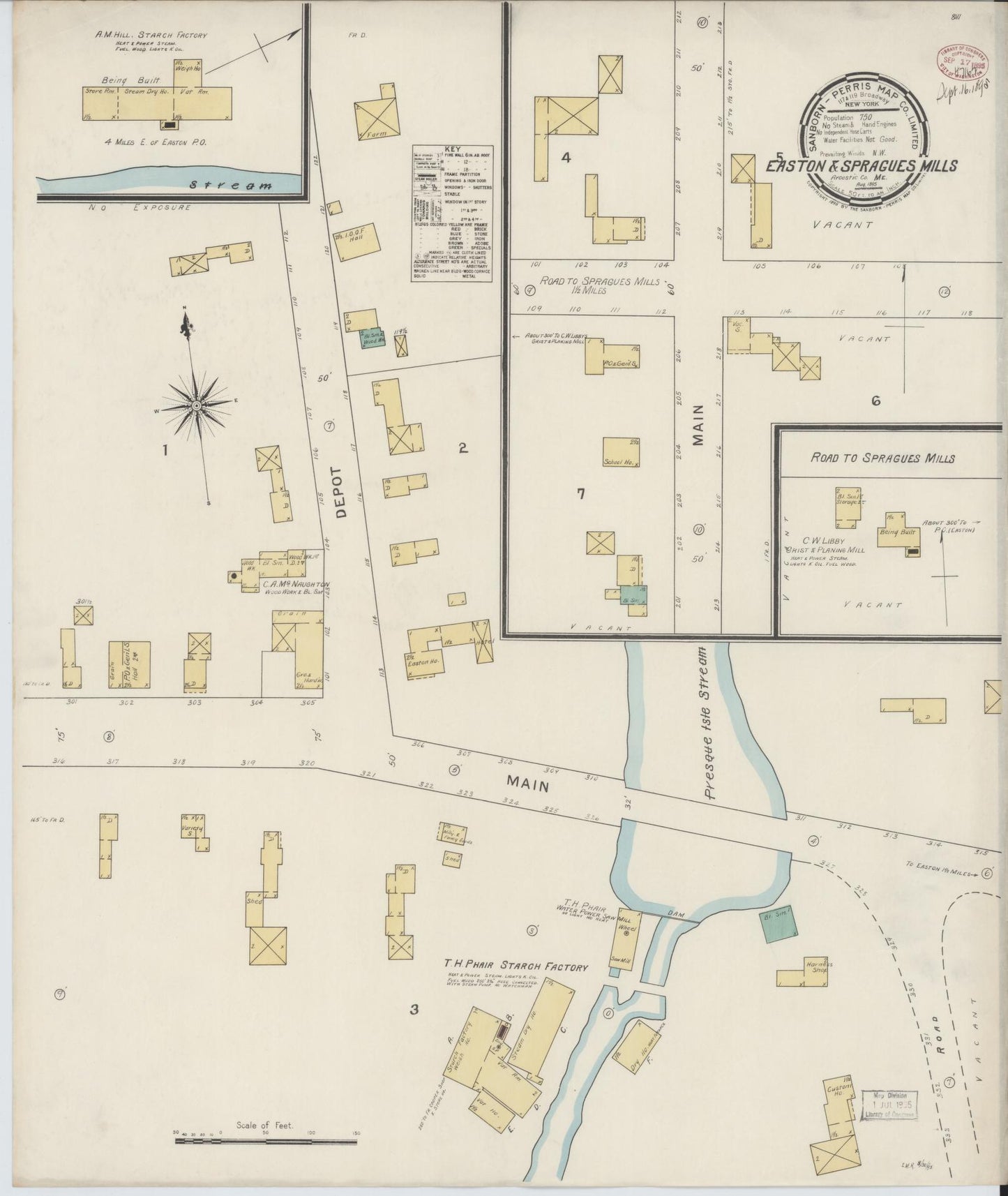 Sanborn Fire Insurance Map from Easton, Aroostook County, Maine. (1895) – Historic Sanborn Fire Insurance Map Print