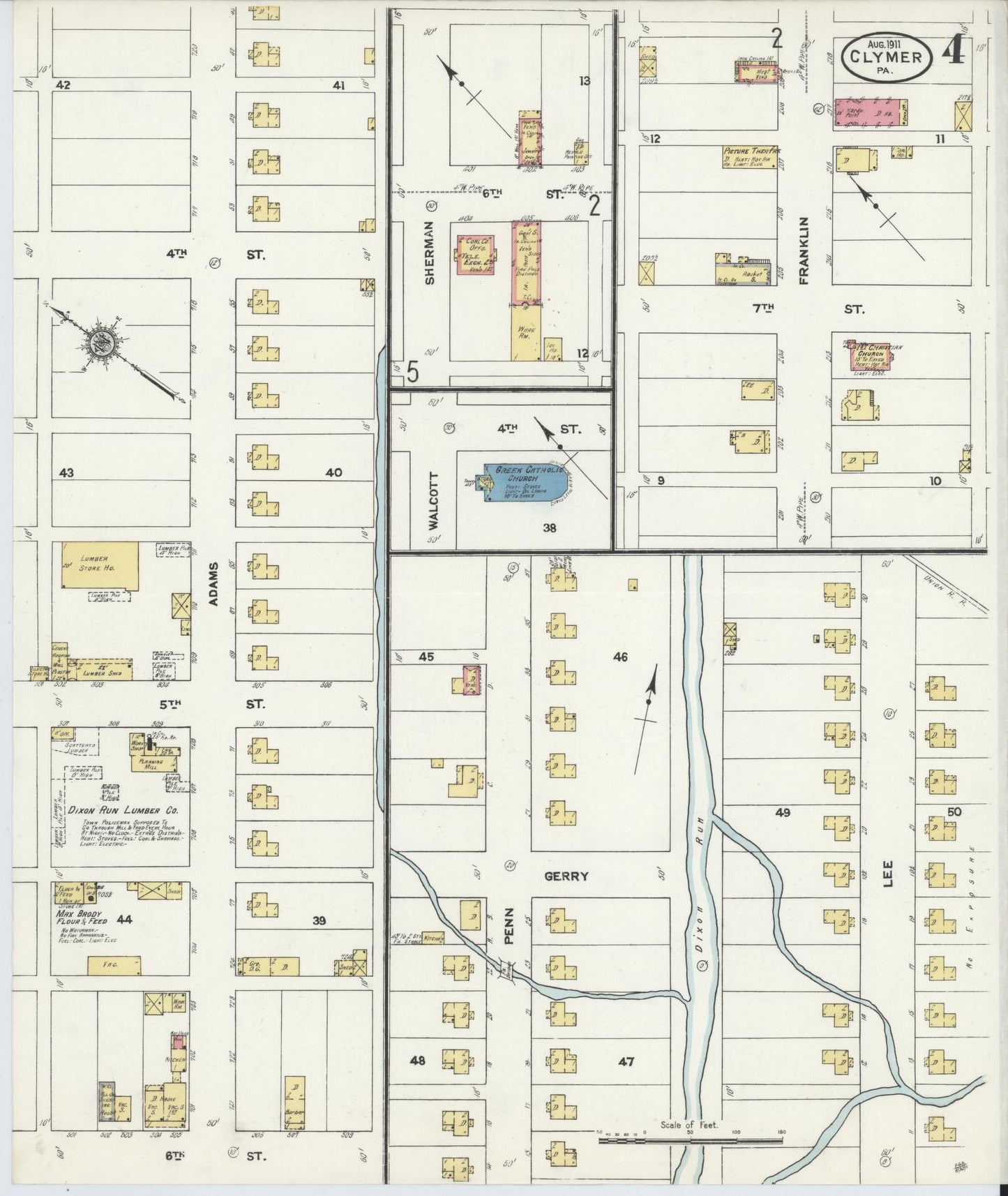 Sanborn Fire Insurance Map from Clymer, Indiana County, Pennsylvania (1911), Sheet #0004 - Historic Sanborn Fire Insurance Map Print, vintage old map wall art, antique decor, genealogy gift, Pennsylvania Pennsylvania map