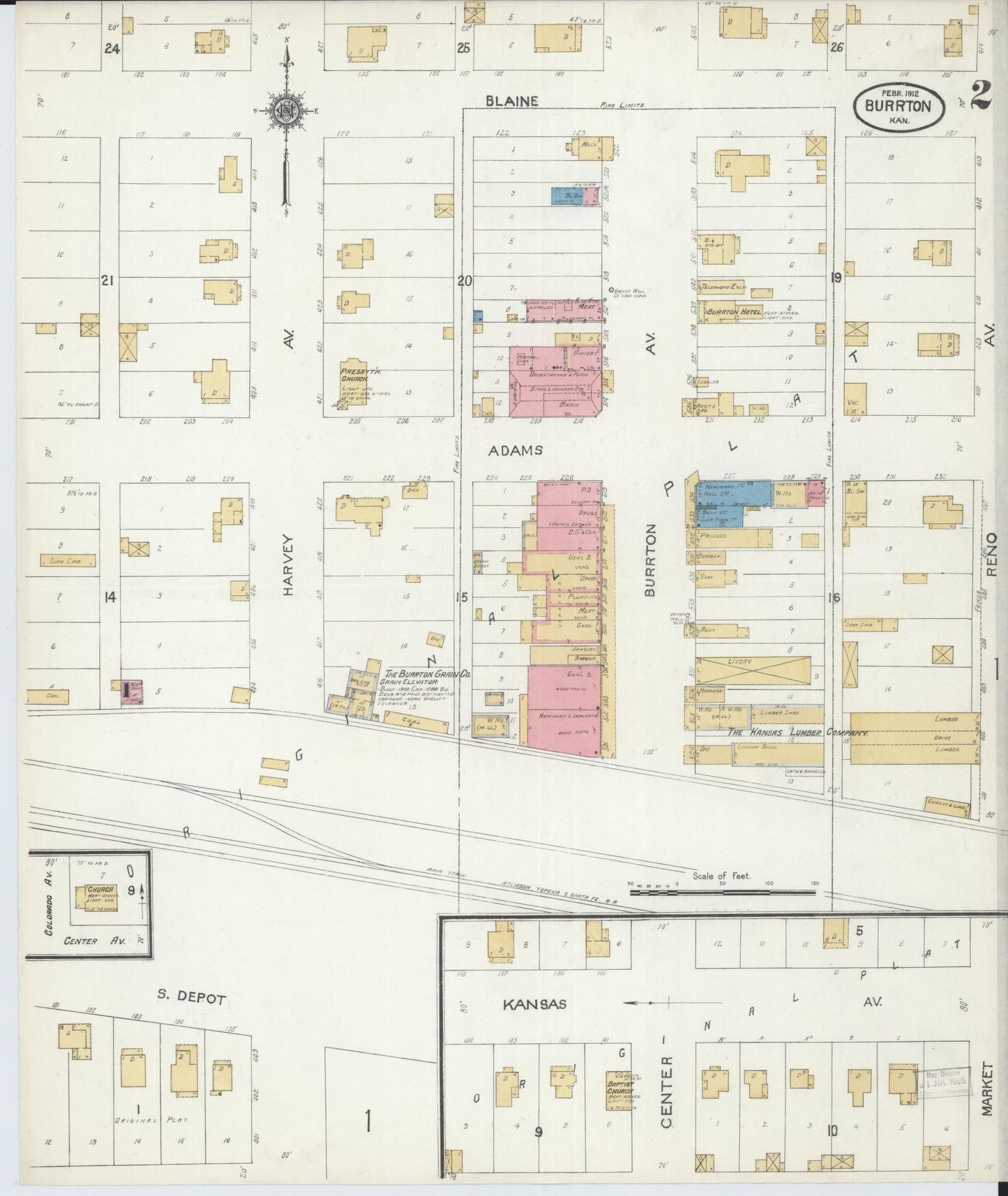 Sanborn Fire Insurance Map from Burrton, Harvey County, Kansas (1912), Sheet #0002 - Complete Map Set gallery image, historic Sanborn map, vintage wall art, Kansas Kansas