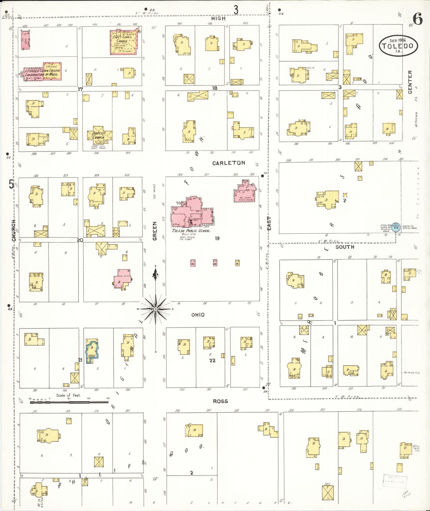 Sanborn Fire Insurance Map from Toledo, Tama County, Iowa (1906), Sheet #0006 - Historic Sanborn Fire Insurance Map Print