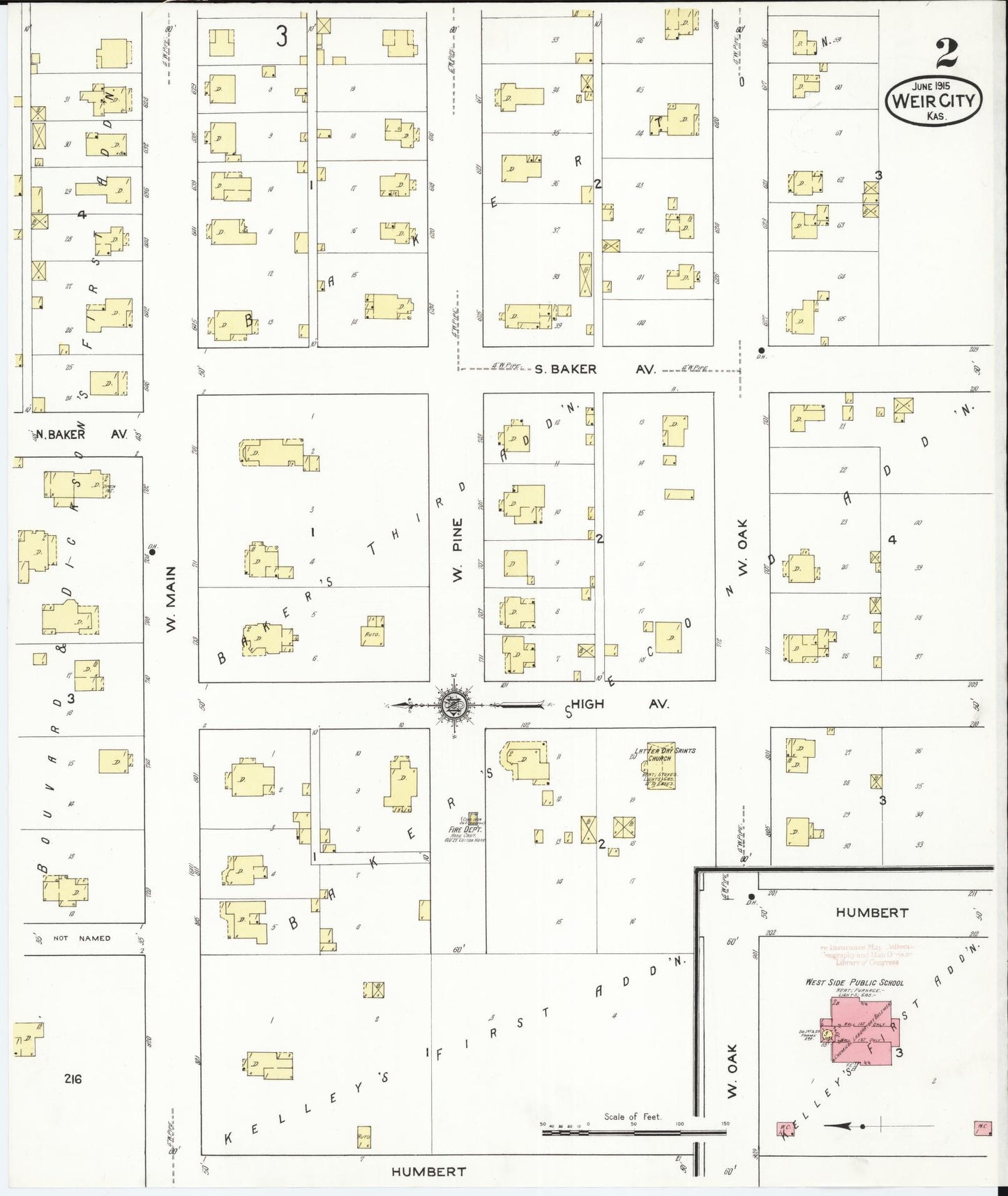 Sanborn Fire Insurance Map from Weir, Cherokee County, Kansas (1915), Sheet #0002 - Historic Sanborn Fire Insurance Map Print, vintage old map wall art, antique decor, genealogy gift, Kansas Kansas map