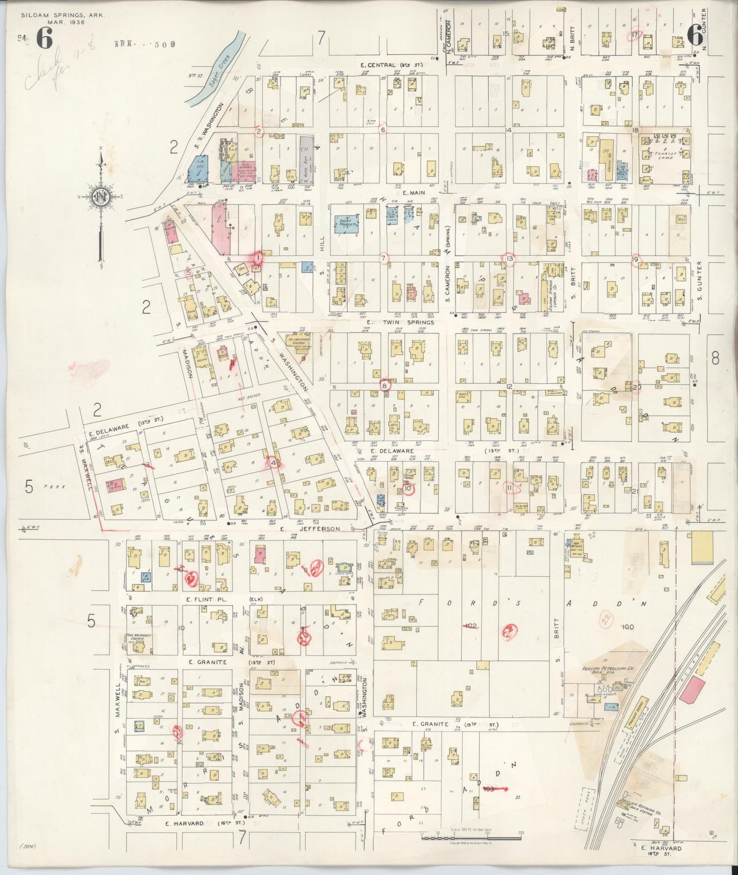 Sanborn Fire Insurance Map from Siloam Springs, Benton County, Arkansas (1948), Sheet #0006 - Historic Sanborn Fire Insurance Map Print, vintage old map wall art, antique decor, genealogy gift, Arkansas Arkansas map