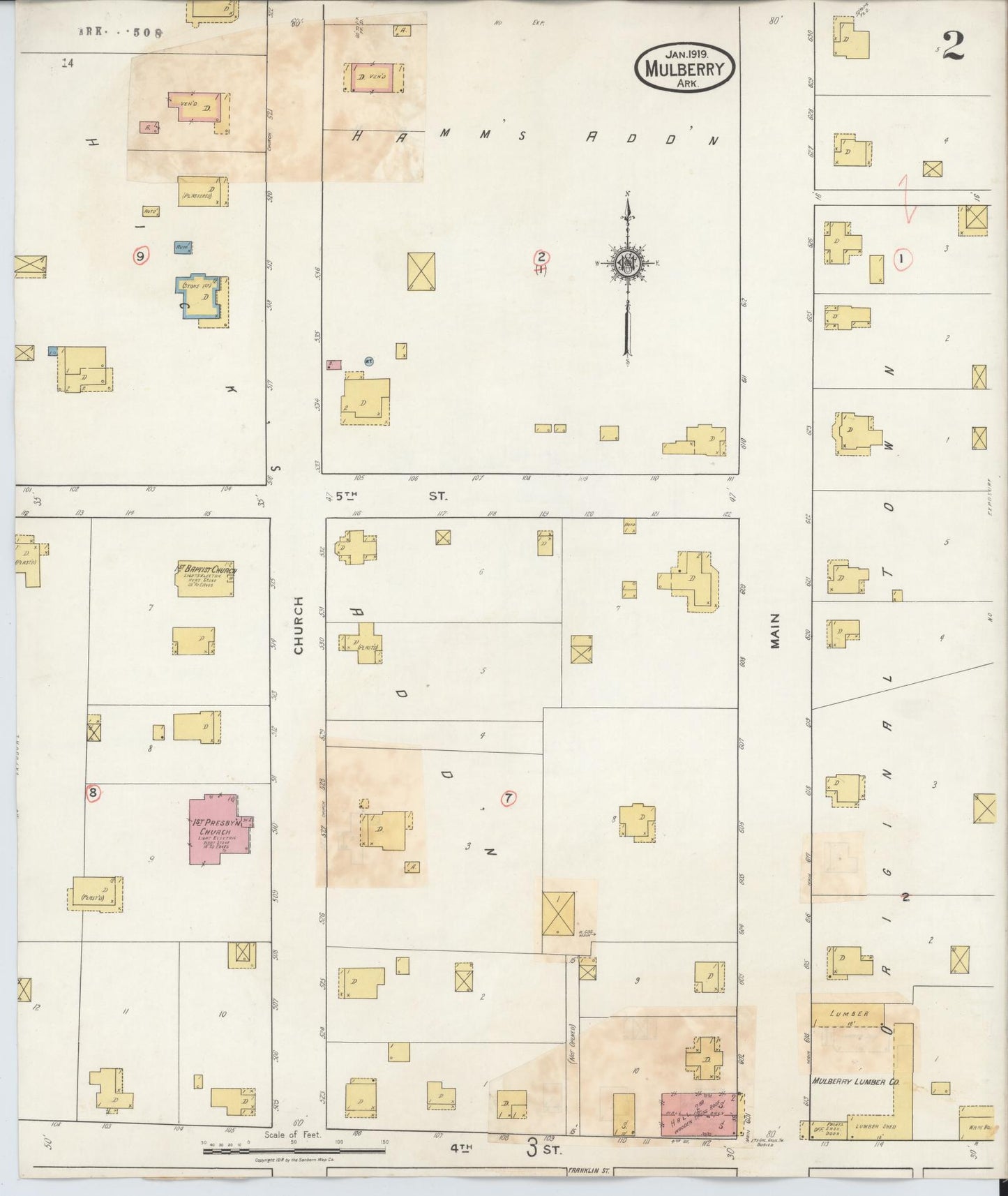 Sanborn Fire Insurance Map from Mulberry, Crawford County, Arkansas (1930), Sheet #0002 - Historic Sanborn Fire Insurance Map Print, vintage old map wall art, antique decor, genealogy gift, Arkansas Arkansas map