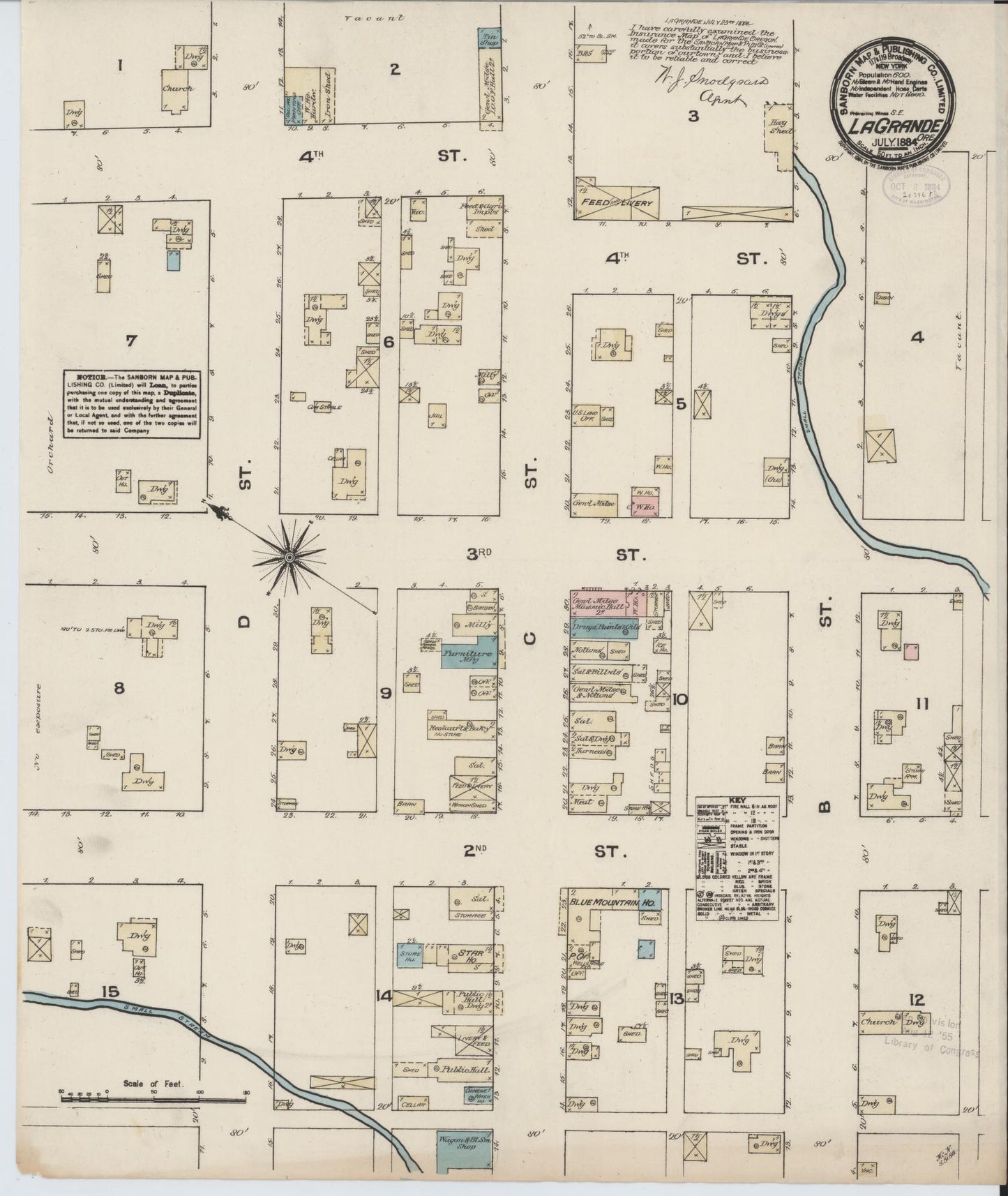 Sanborn Fire Insurance Map from La Grande, Union County, Oregon (1884), Sheet #0001 - Historic Sanborn Fire Insurance Map Print, vintage old map wall art, antique decor, genealogy gift, Oregon Oregon map