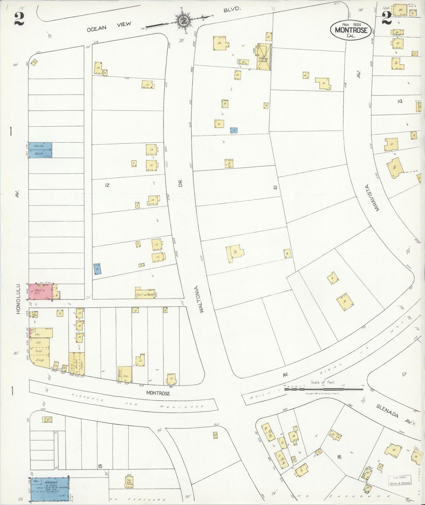 Sanborn Fire Insurance Map from Montrose, Los Angeles County, California (1924), Sheet #0002 - Complete Map Set gallery image, historic Sanborn map, vintage wall art, California California