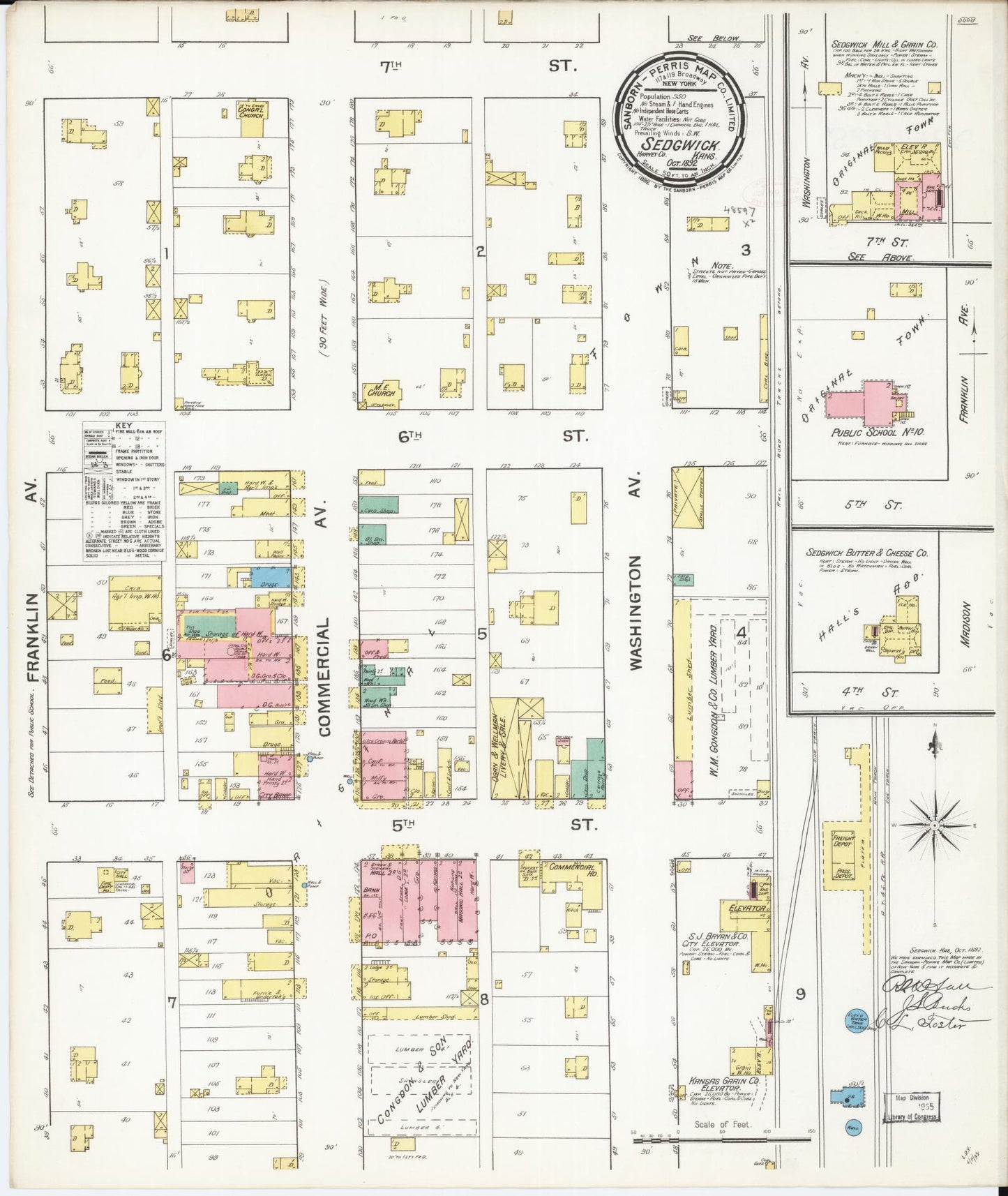 Sanborn Fire Insurance Map from Sedgwick, Harvey County, Kansas (1892), Sheet #0001 - Historic Sanborn Fire Insurance Map Print, vintage old map wall art, antique decor, genealogy gift, Kansas Kansas map