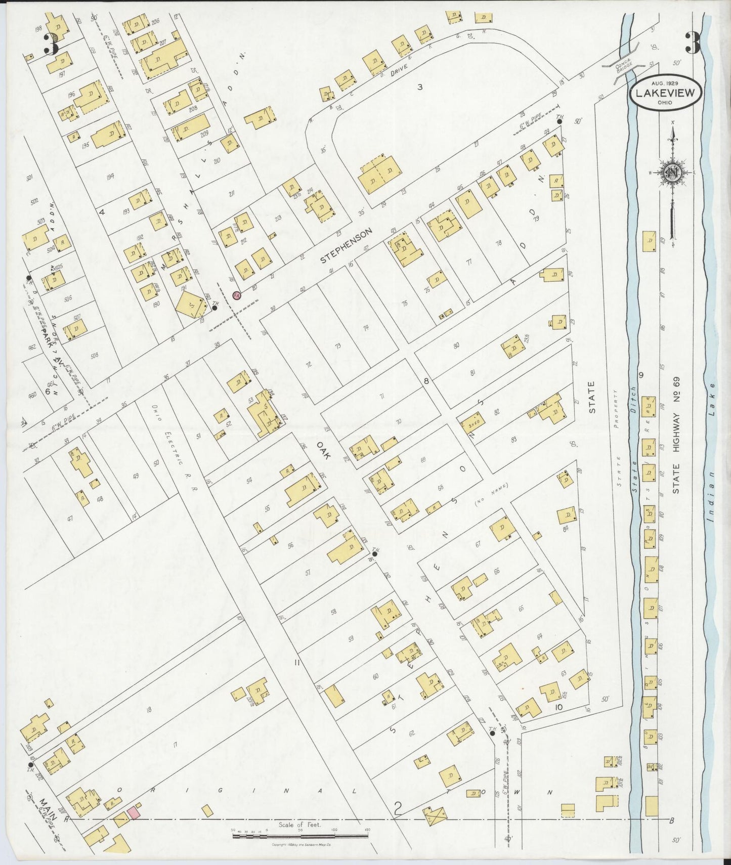 Sanborn Fire Insurance Map from Lakeview, Logan County, Ohio (1929), Sheet #0003 - Complete Map Set gallery image, historic Sanborn map, vintage wall art, Ohio Ohio
