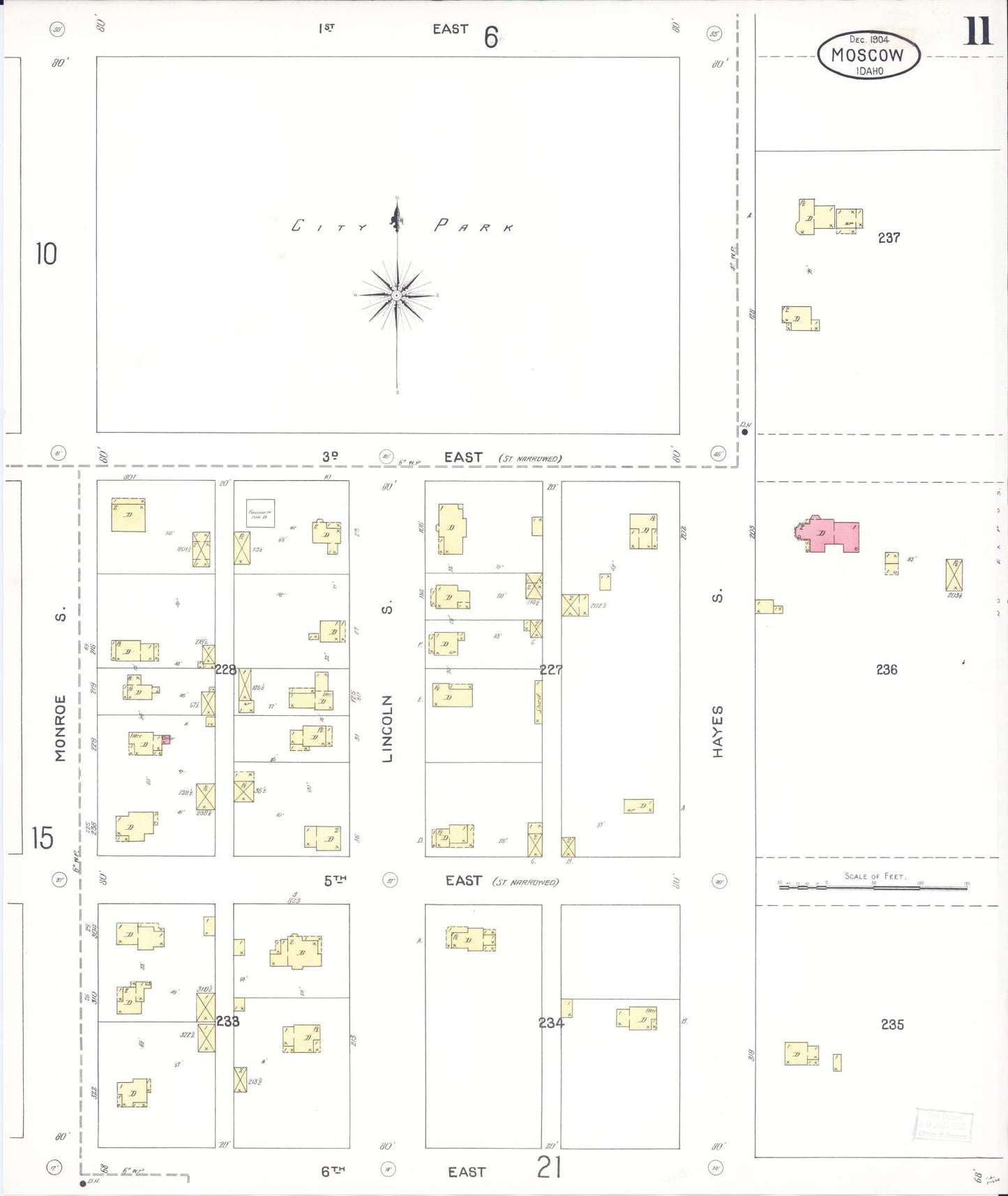 Sanborn Fire Insurance Map from Moscow, Latah County, Idaho (1904), Sheet #0011 - Historic Sanborn Fire Insurance Map Print, vintage old map wall art, antique decor, genealogy gift, Idaho Idaho map