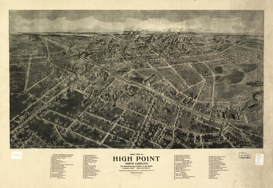 Aero view of High Point, North Carolina (1913) – Historic Bird’s-Eye View Panorama Print