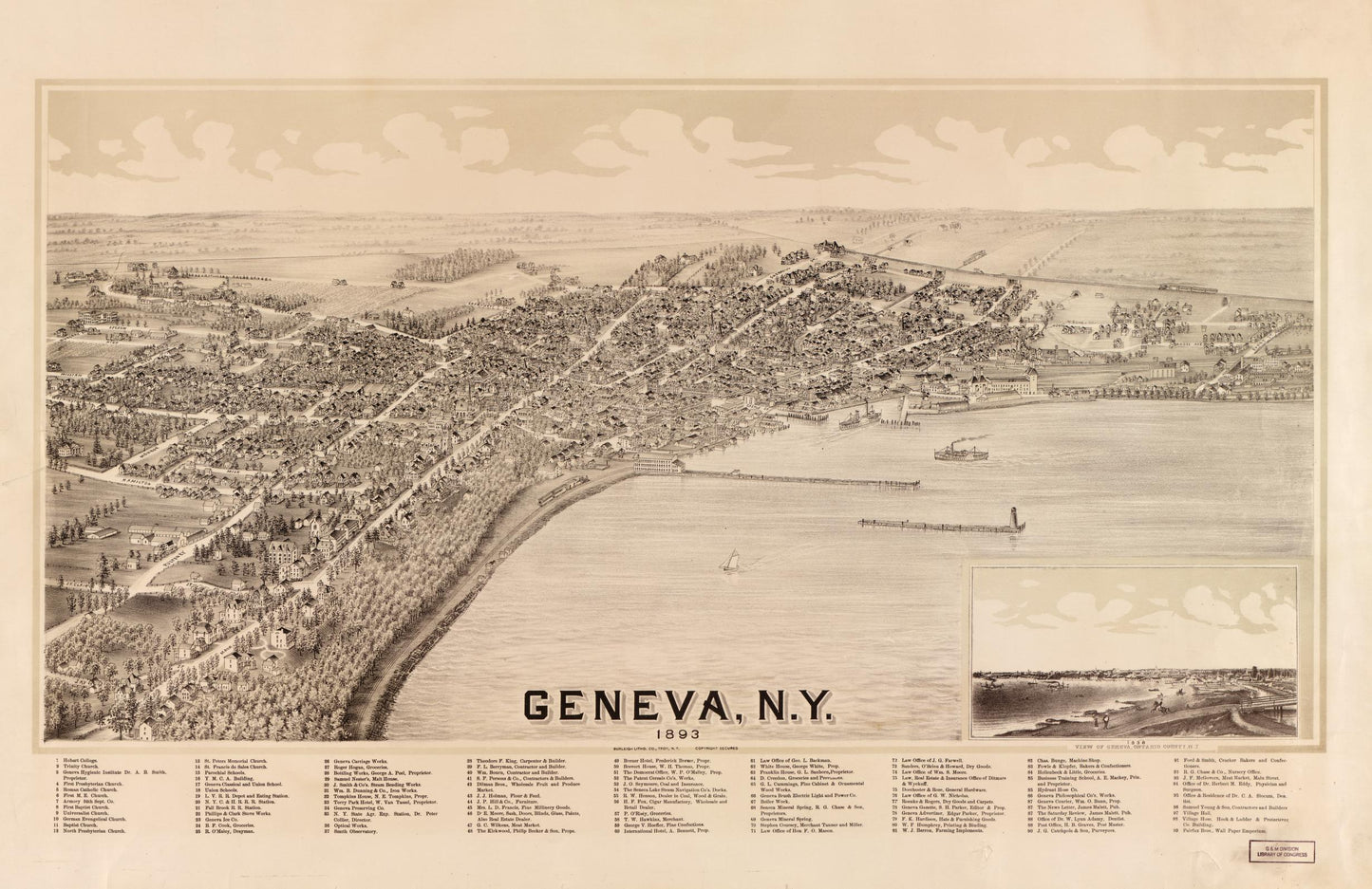 Geneva, N.Y., 1893. (Unknown) – Historic Bird’s-Eye View Panorama Print