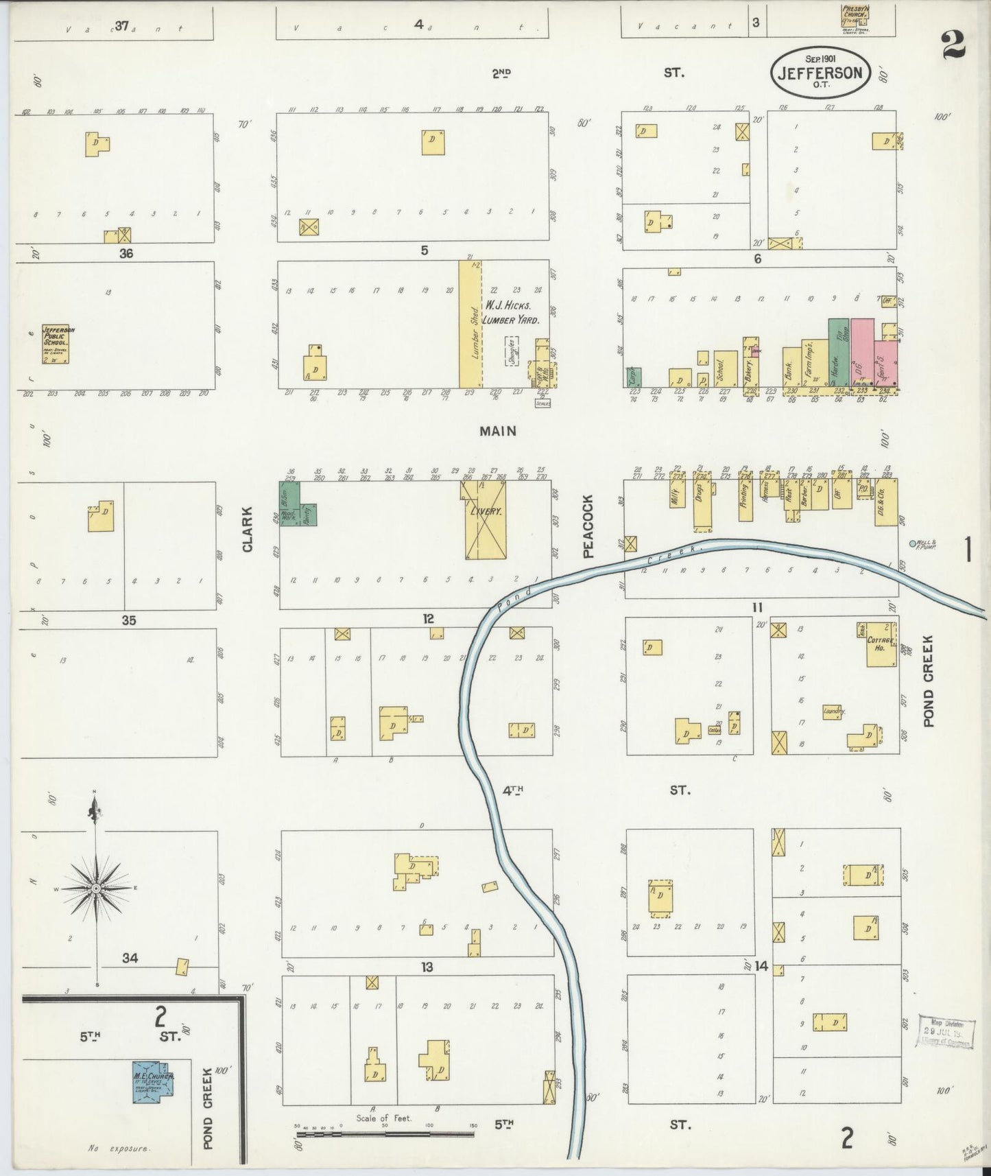 Sanborn Fire Insurance Map from Jefferson, Grant County, Oklahoma (1901), Sheet #0002 - Historic Sanborn Fire Insurance Map Print, vintage old map wall art, antique decor, genealogy gift, Oklahoma Oklahoma map