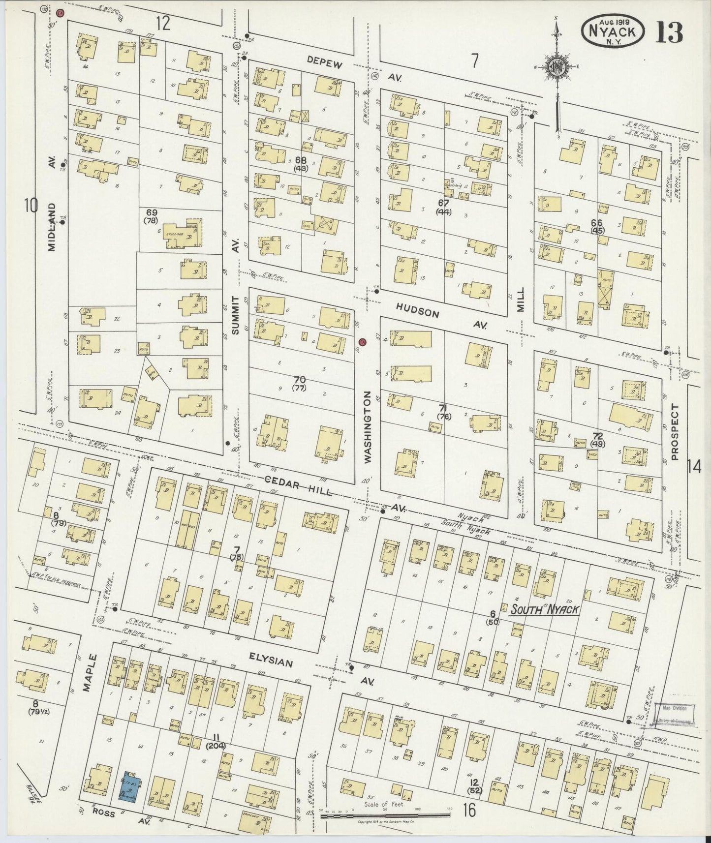 Sanborn Fire Insurance Map from Nyack, Rockland County, New York. (1919), Sheet #0013