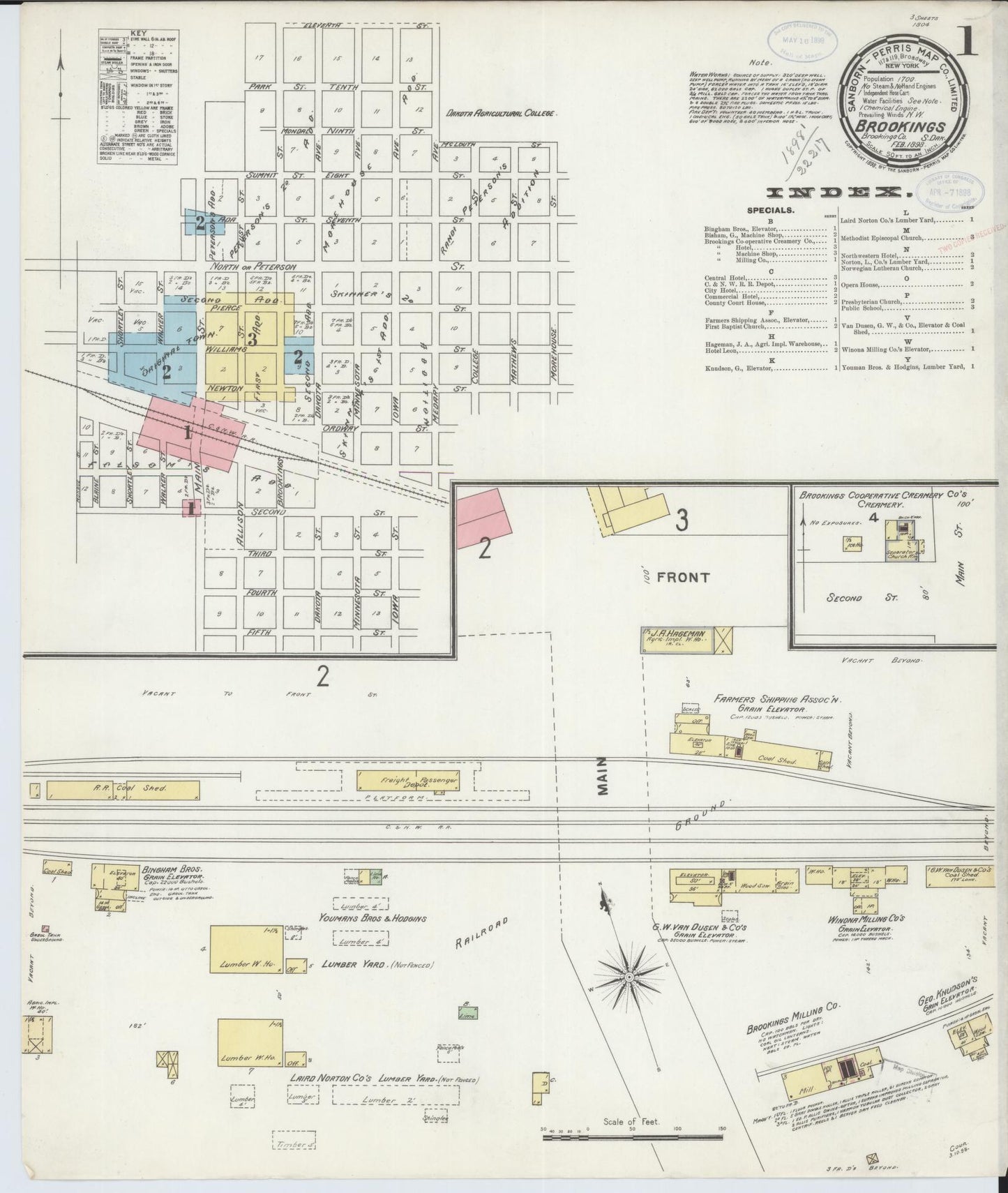 Sanborn Fire Insurance Map from Brookings, Brookings County, South Dakota. (1898) – Historic Sanborn Fire Insurance Map Print