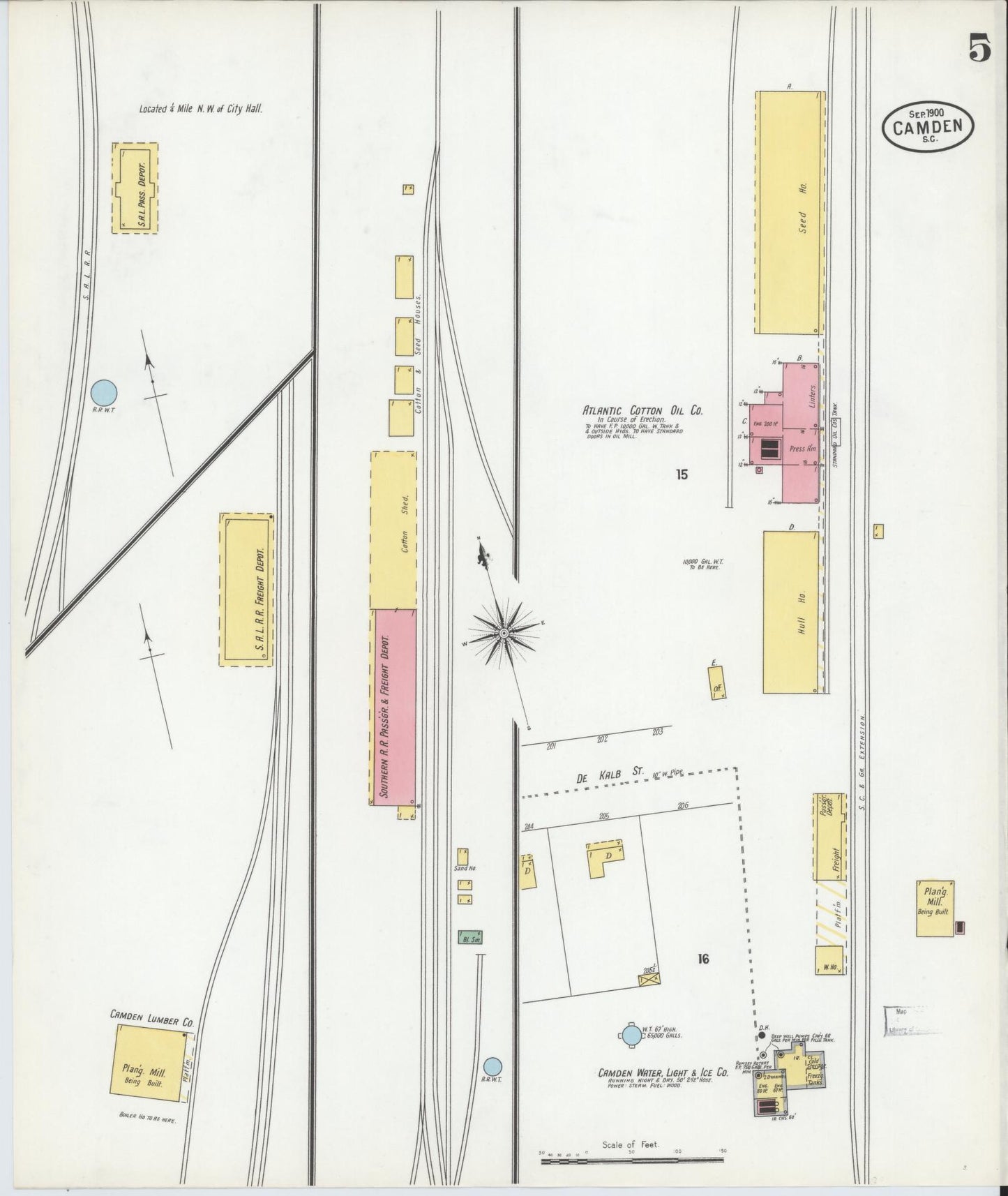 Sanborn Fire Insurance Map from Camden, Kershaw County, South Carolina (1900), Sheet #0005 - Complete Map Set gallery image, historic Sanborn map, vintage wall art, South Carolina South Carolina