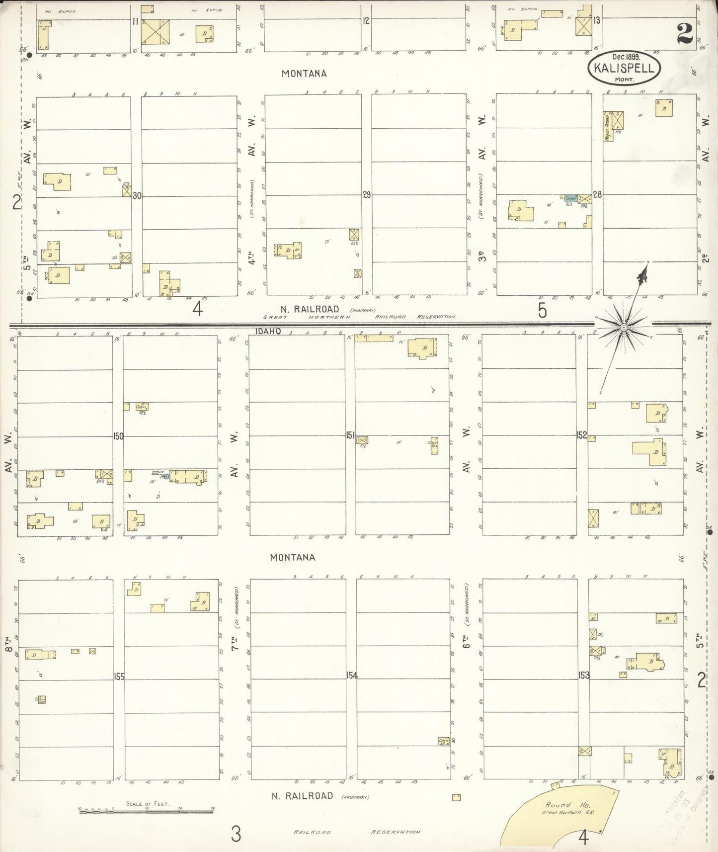 Sanborn Fire Insurance Map from Kalispell, Flathead County, Montana (1899), Sheet #0002 - Historic Sanborn Fire Insurance Map Print, vintage old map wall art, antique decor, genealogy gift, Montana Montana map
