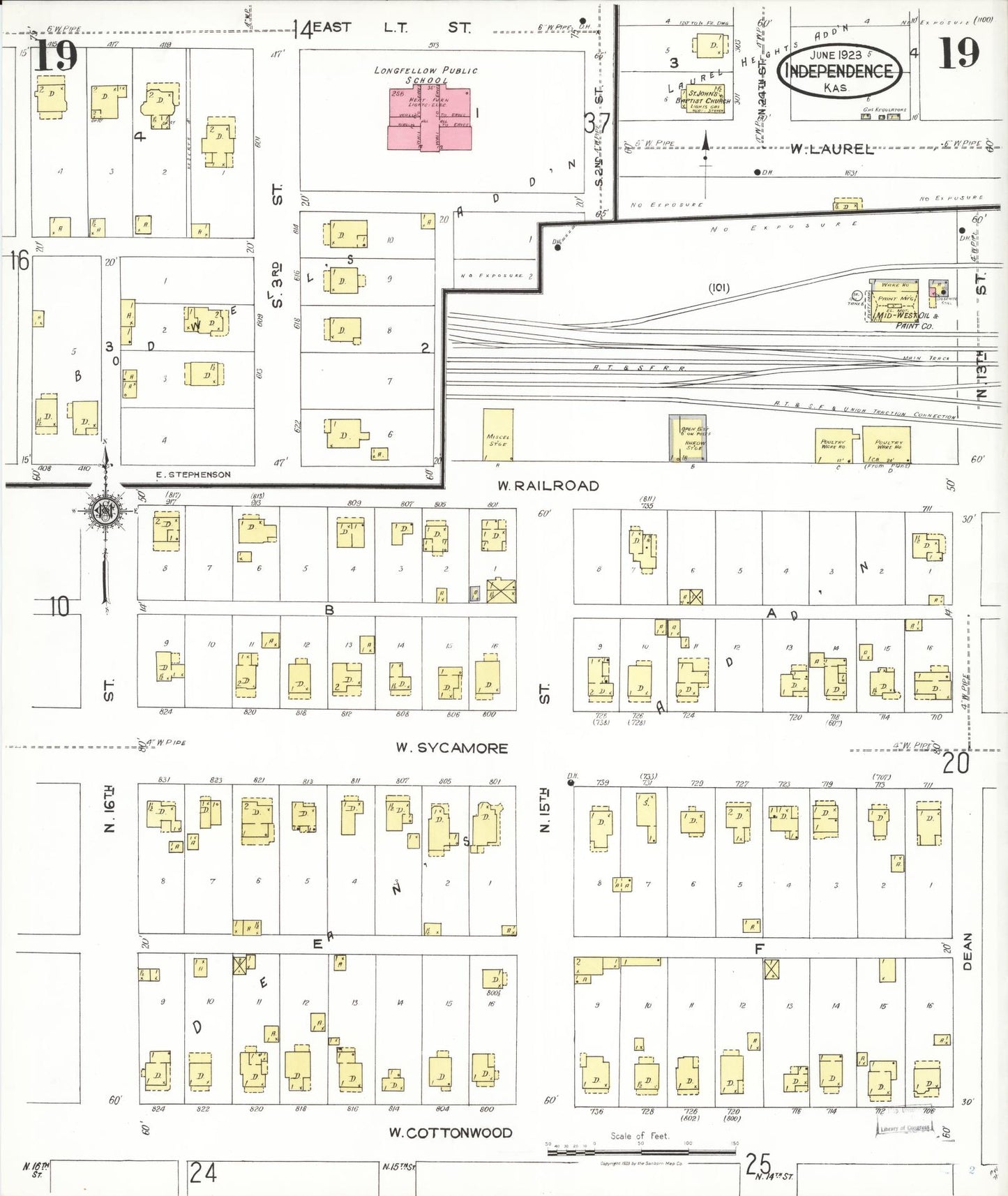 Sanborn Fire Insurance Map from Independence, Montgomery County, Kansas (1923), Sheet #0020 - Historic Sanborn Fire Insurance Map Print, vintage old map wall art, antique decor, genealogy gift, Kansas Kansas map
