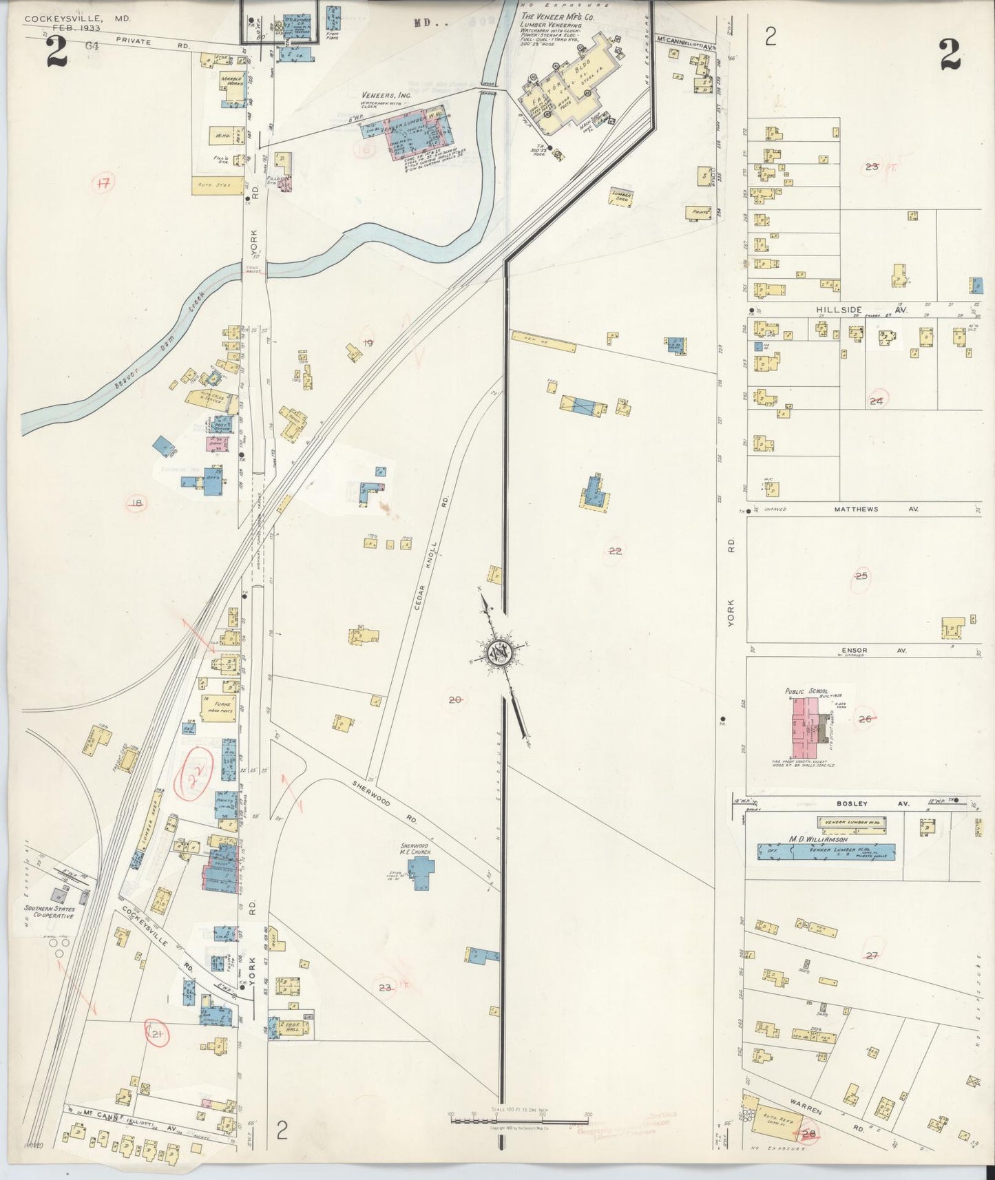 Sanborn Fire Insurance Map from Cockeysville, Baltimore County, Maryland (1946), Sheet #0002 - Historic Sanborn Fire Insurance Map Print, vintage old map wall art, antique decor, genealogy gift, Maryland Maryland map