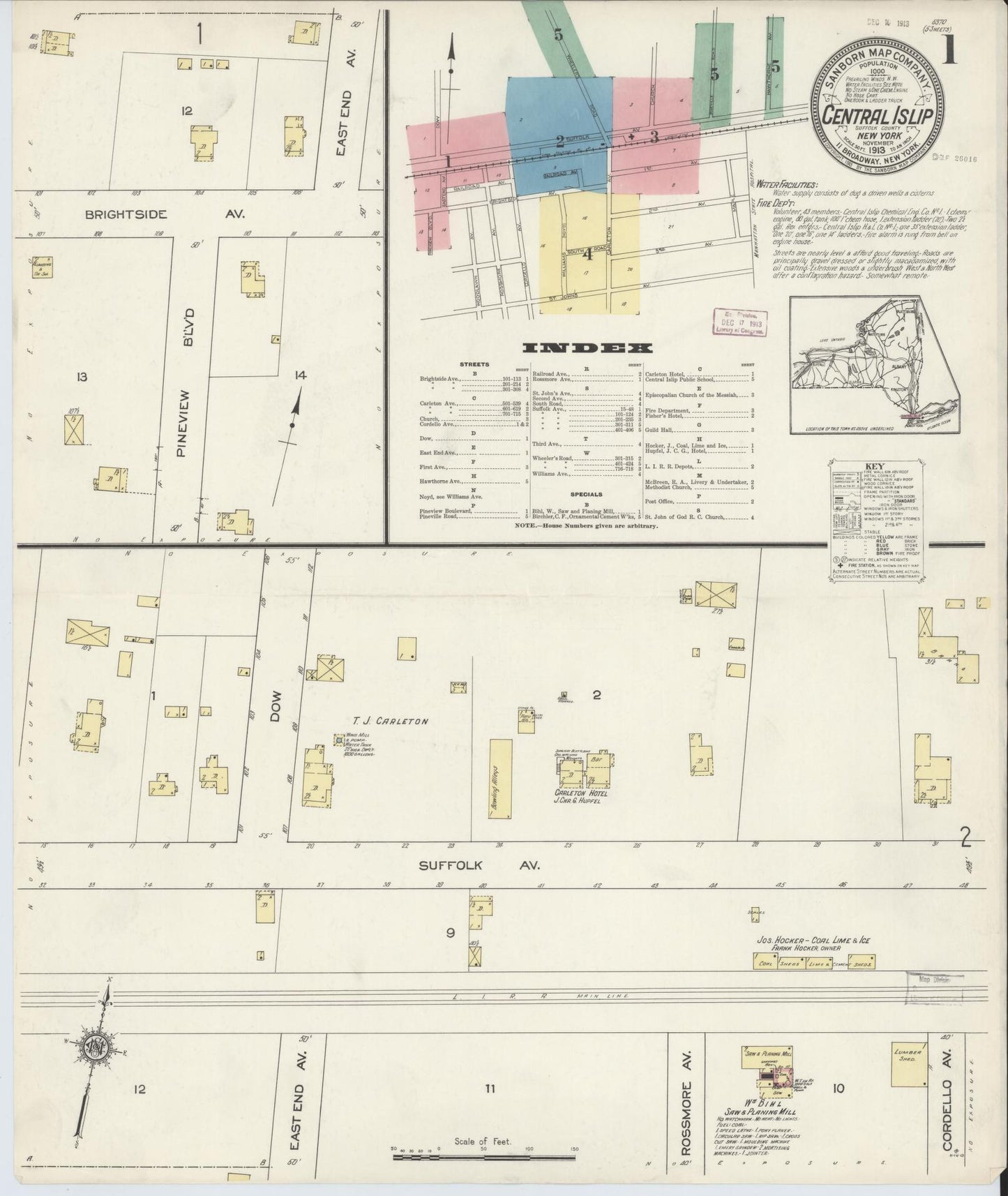 Sanborn Fire Insurance Map from Central Islip, Suffolk County, New York. (1913) – Historic Sanborn Fire Insurance Map Print