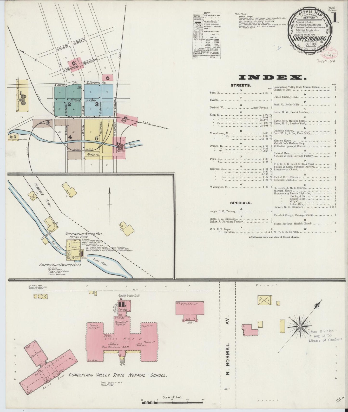 Sanborn Fire Insurance Map from Shippensburg, Cumberland And Franklin Counties, Pennsylvania. (1894) – Historic Sanborn Fire Insurance Map Print