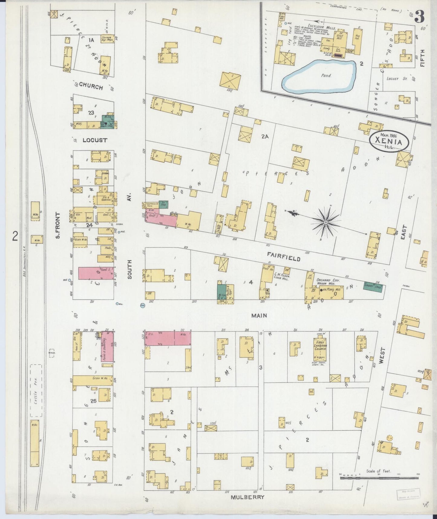 Sanborn Fire Insurance Map from Xenia, Clay County, Illinois (1906), Sheet #0003 - Complete Map Set gallery image, historic Sanborn map, vintage wall art, Illinois Illinois