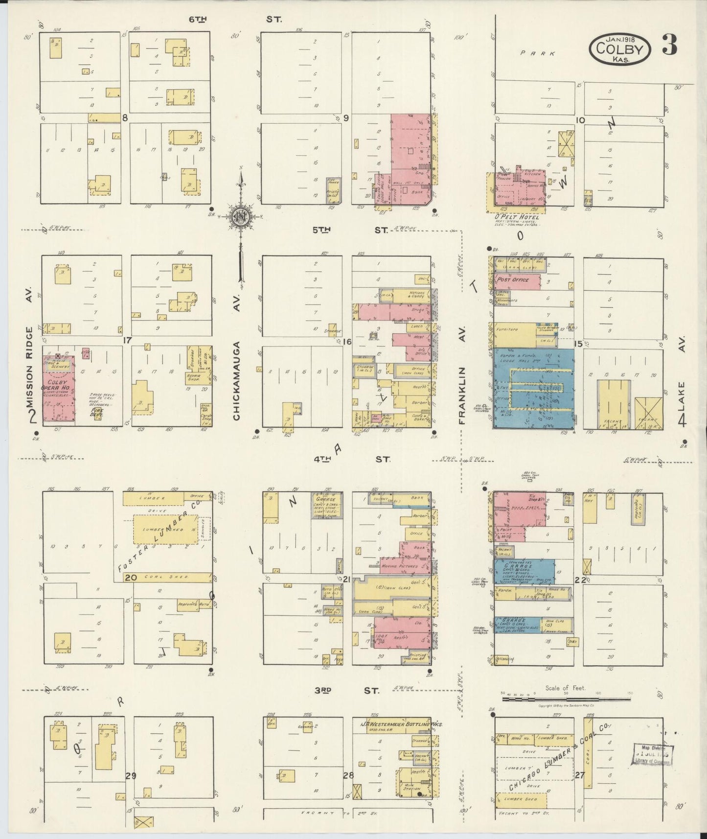 Sanborn Fire Insurance Map from Colby, Thomas County, Kansas (1918), Sheet #0003 - Historic Sanborn Fire Insurance Map Print, vintage old map wall art, antique decor, genealogy gift, Kansas Kansas map
