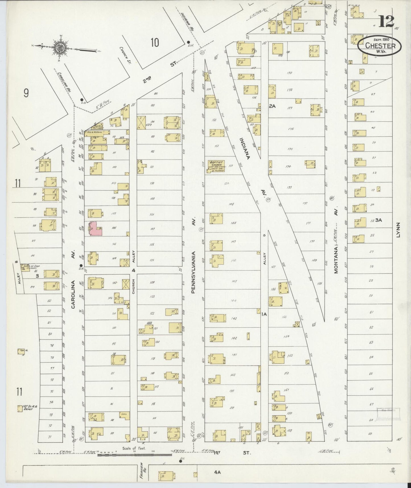 Sanborn Fire Insurance Map from Chester, Hancock County, West Virginia (1910), Sheet #0012 - Complete Map Set gallery image, historic Sanborn map, vintage wall art, West Virginia West Virginia